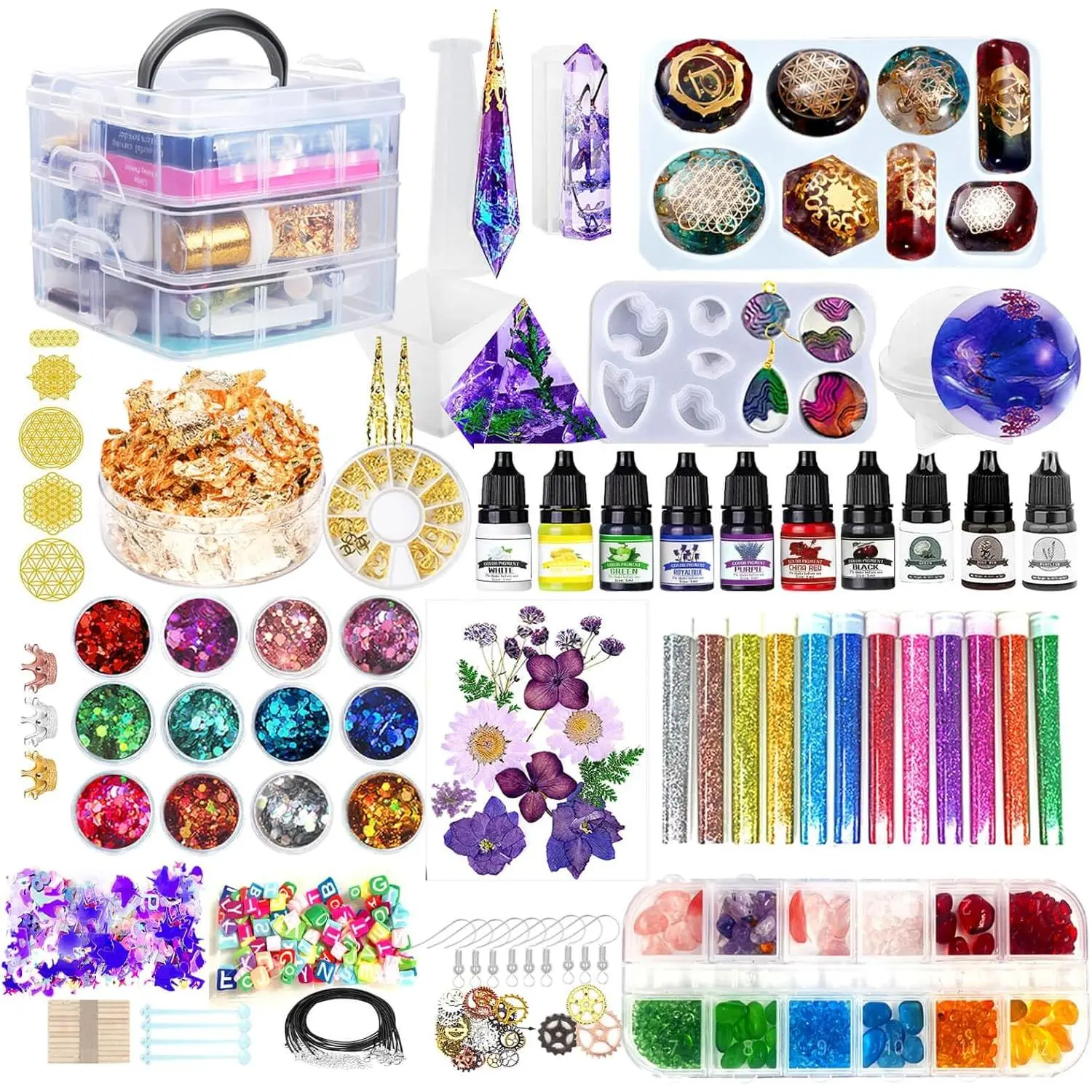 Resin Kit - Complete Resin Kits and Molds Set, 125pcs Resin Jewelry Making Kit for Beginners with Sphere, Pyramid, Crystal Molds & Epoxy Supplies for DIY Crafts