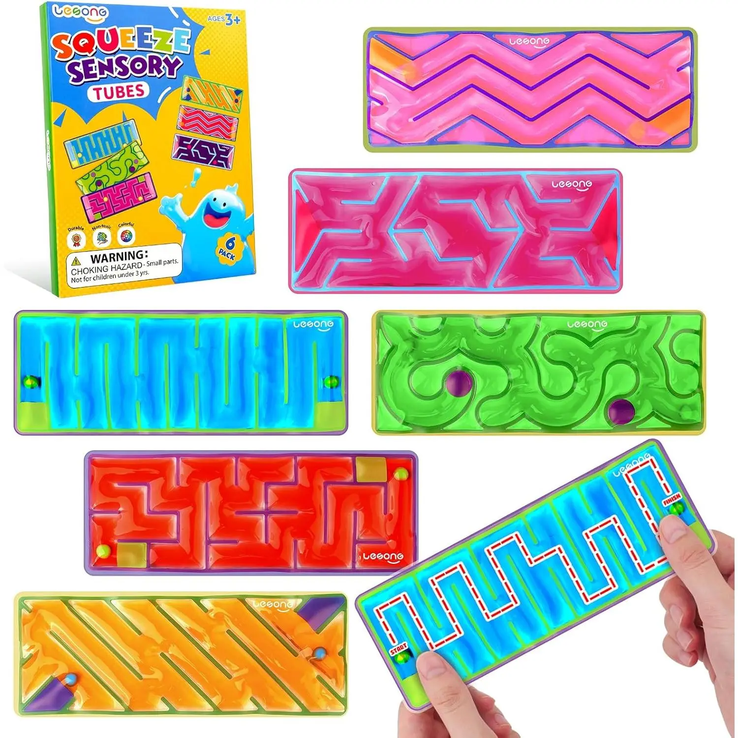 Squishy Sensory Fidget Autism Toys for Kids: Sensory Toys for Special Need 6 Pack Maze - Quiet Fidgets Sensory Filled Goo for Calming Down Classroom, Adult Office,Travel Essentials, Kid Students Gifts