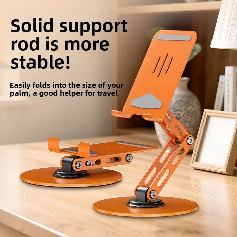 Full metal desktop with 360-degree rotation ° Rotating foldable stand aluminum alloy mobile phone tablet desktop live streaming stand for lazy people