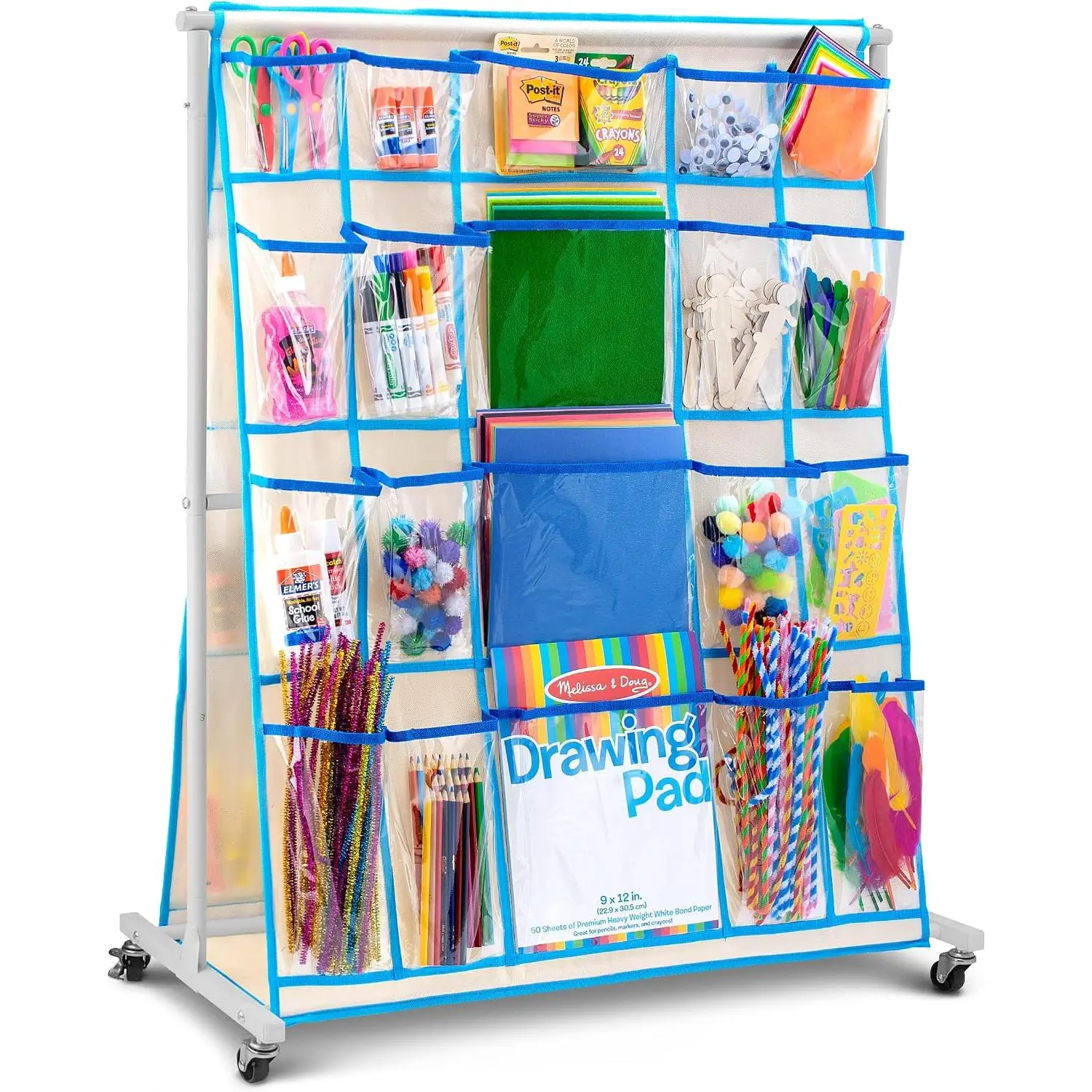 Craft Rolling Cart with Wheels - 40 Pocket Craft Storage Organizer for