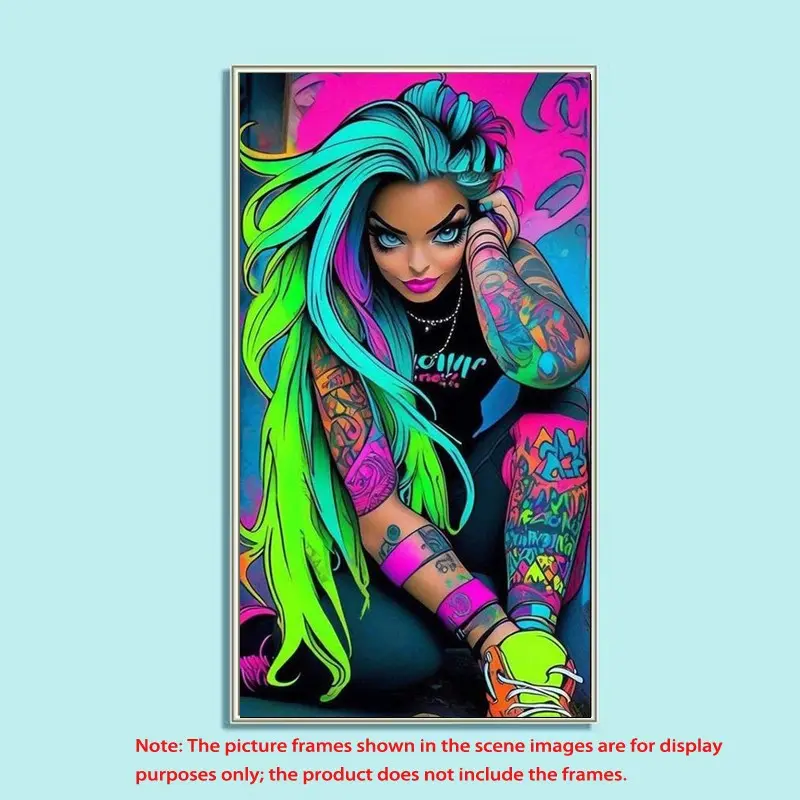1 set of DIY diamond painting kit, 5D diamond art kit, DIY decoration, colorful tattoos, multicolor hair, sneakers, full round drill diamond painting kit, mosaic, diamond art, DIY home decoration, Rhinestone Painting, suitable for Christmas.