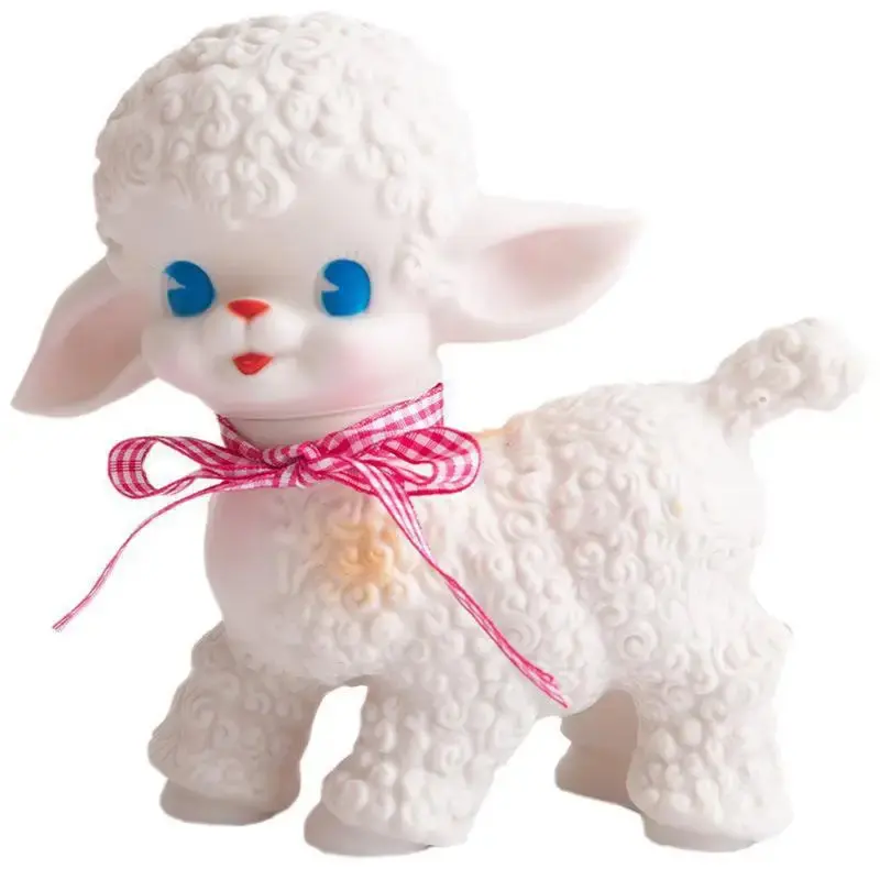 Retro Classic Rubber Sheep Doll with Sweetheart Voice, Cute Static Lamb Figurine for Girls, Room Accessories, Ornaments Decorative Accessory for Desk Home Decor, Ornaments Decorative Accessory Doll