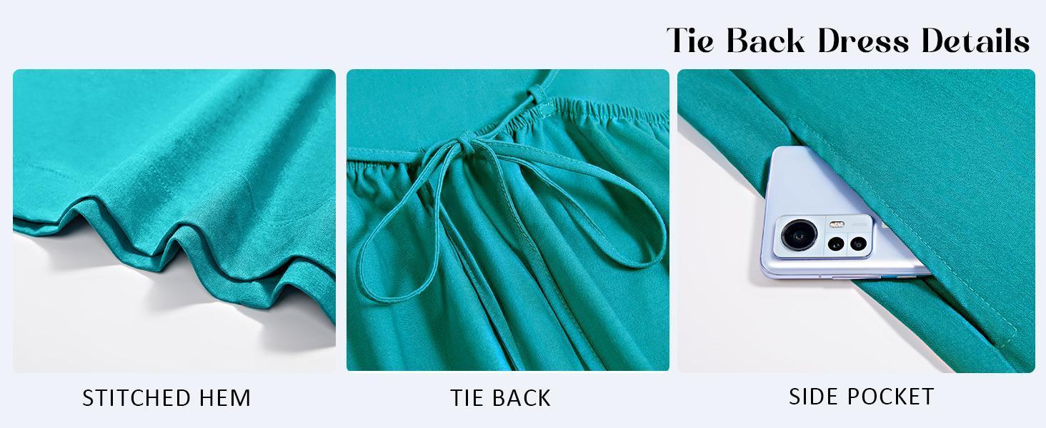 Danedvi Womens Spaghetti Strap Swimsuit Coverup Summer Linen Tie Backless Sleeveless Beach Cami Mini Dress with Pockets SpringStatements