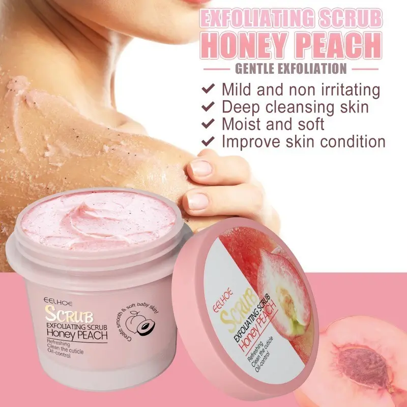 Honey Peach Body Scrub Cream Deeply Cleansing Gentle Exfoliating Scrub for Smooth & Glowing Skin Dead Skin Removal Moisturizing