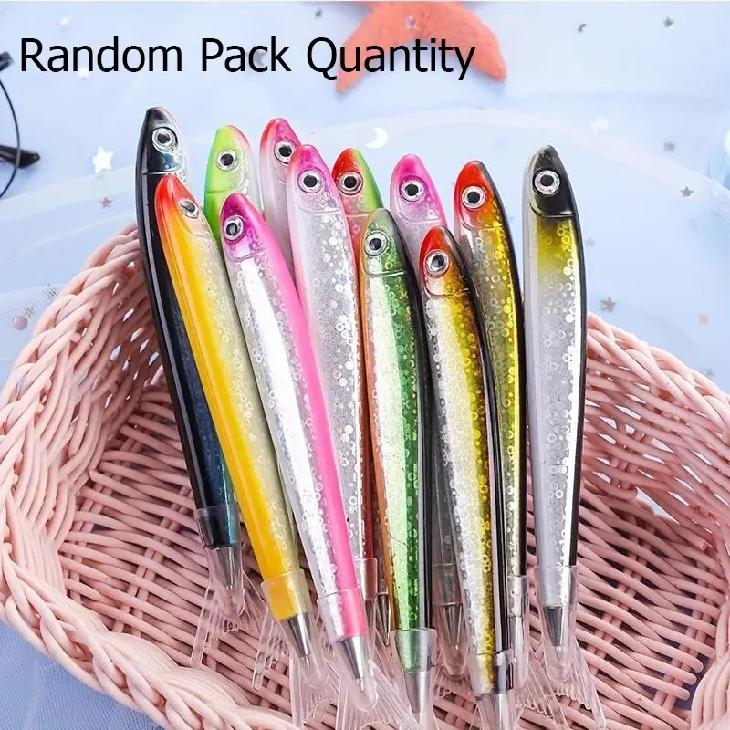 3/5/10pcs Random Creative Fish Black Ballpoint Pens Ocean Signature Stationery School Office Supplies Writing Pens, Aesthetic Pens, Quirky Unusual Adorable Study Supplies, Christmas Father's Day Easter Gifts (Styles Shipped Randomly)