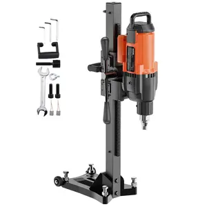 VEVOR Diamond Core Drilling Machine, 10in Wet Concrete Core Drill Rig with Stand Wheels, 750RPM Speed 1-1/4" Thread Lifting Handle, 10in Drilling Diameter for Concrete Brick Block Stone, 2500W