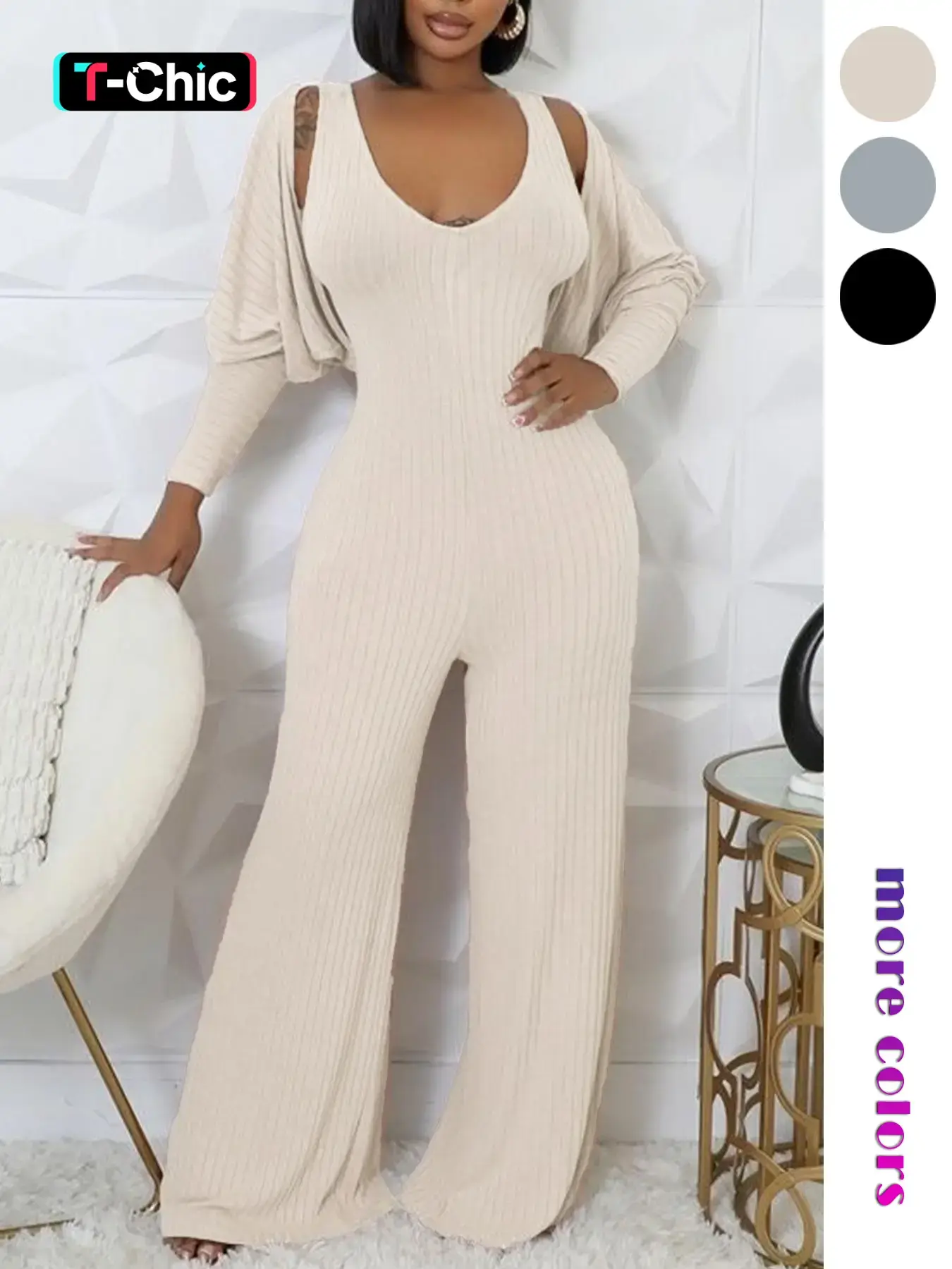 Women's Casual Plain Long Sleeve Two-Piece Set, Soft Comfortable Fabric, Essential Fall & Winter, Home Wear Jacket and Pants