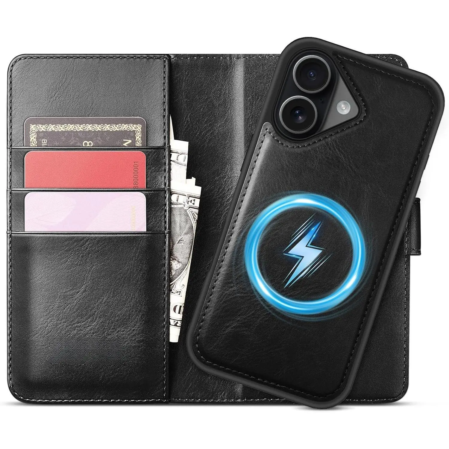2-in-1 Detachable Wallet Case for  17 6.3" RFID Blocking Flip Folio with Card Holder | PU Leather Shockproof Protective Cover Women Men for  17 Phone Case Black