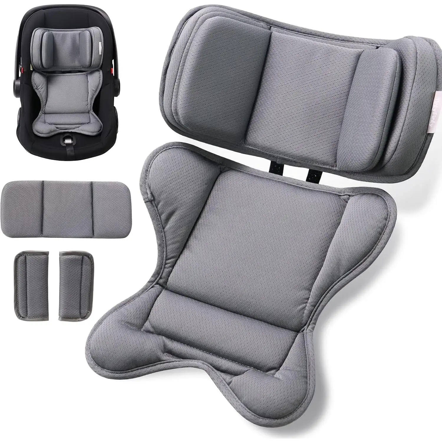 Infant Insert Compatible with Doona, Graco, Britax, Chicco, Evenflo Car Seat, Adjustable Baby Head Body Support Cushion for Newborn to Toddler, Fits Infant Car Seat and Stroller (Gray)Gift