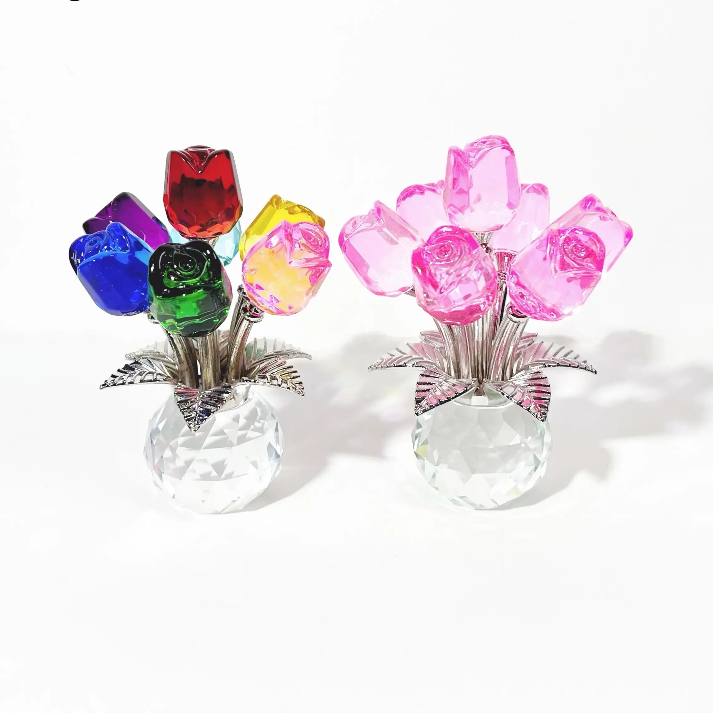 Non-Natural Crystal Eternal Rose Decoration with Metal Stem, Modern Timeless Keepsake - Romantic Wedding Gift for Her, Jewelry Accessories Derivative, Eternal Roses, Eternal Love