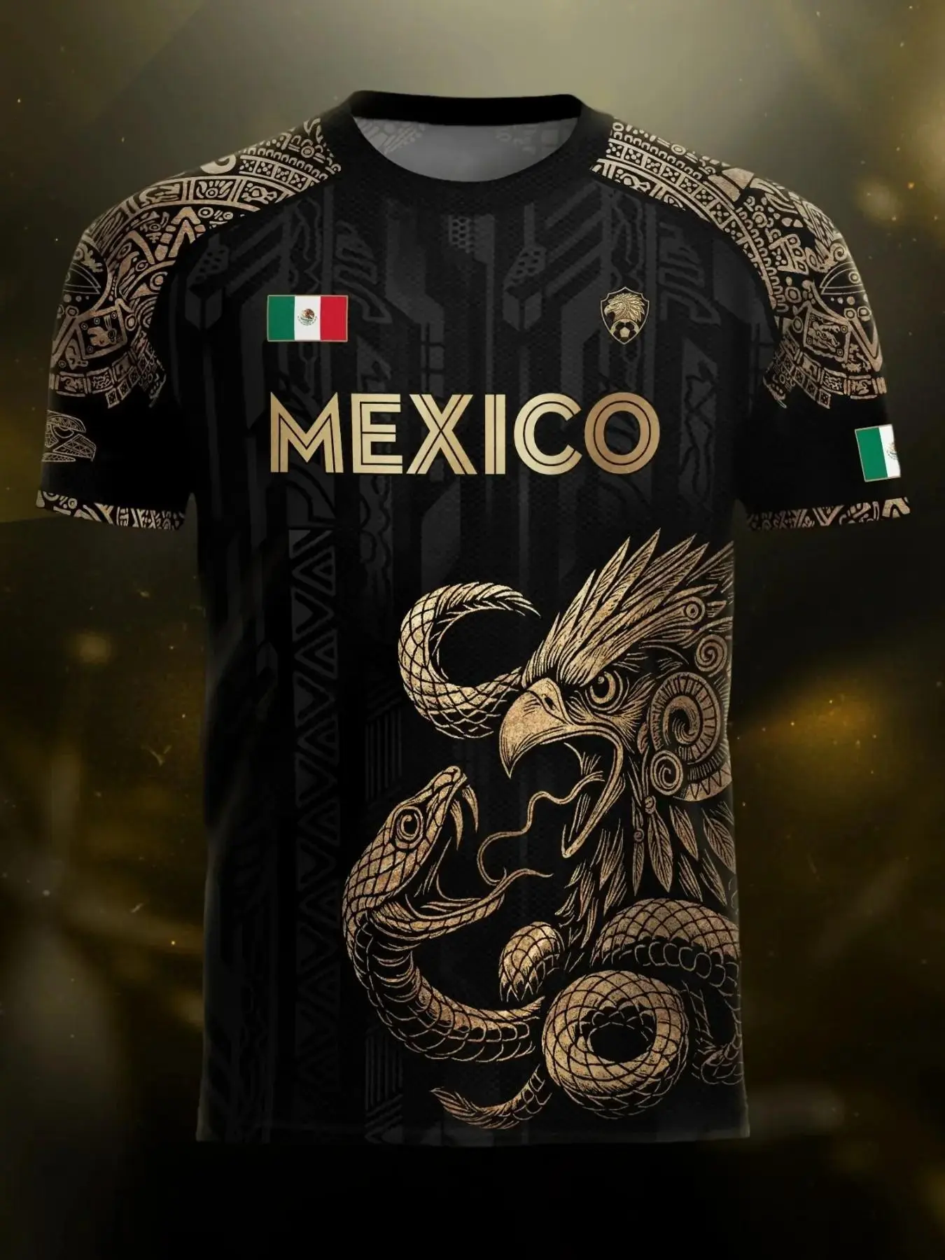 Unisex Casual Mexico Letter & Animal & Tribal Print Fitted Long-Sleeve Soccer Jersey Casual Sports Jersey