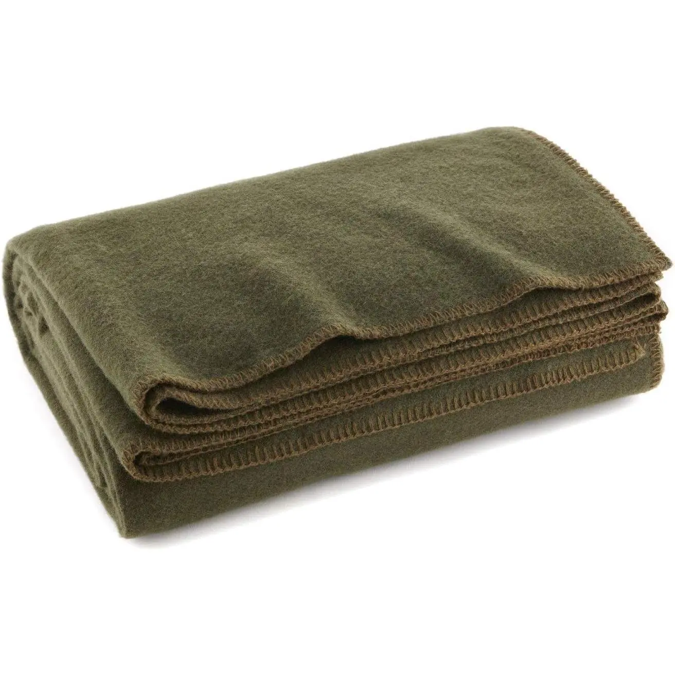US Military Style Olive Drab Green Durable Warm Fire Retardant Blanket (80% Wool, 66"x90") for Sports, Hunting, Emergencies & Everyday Use, 66" X 90"