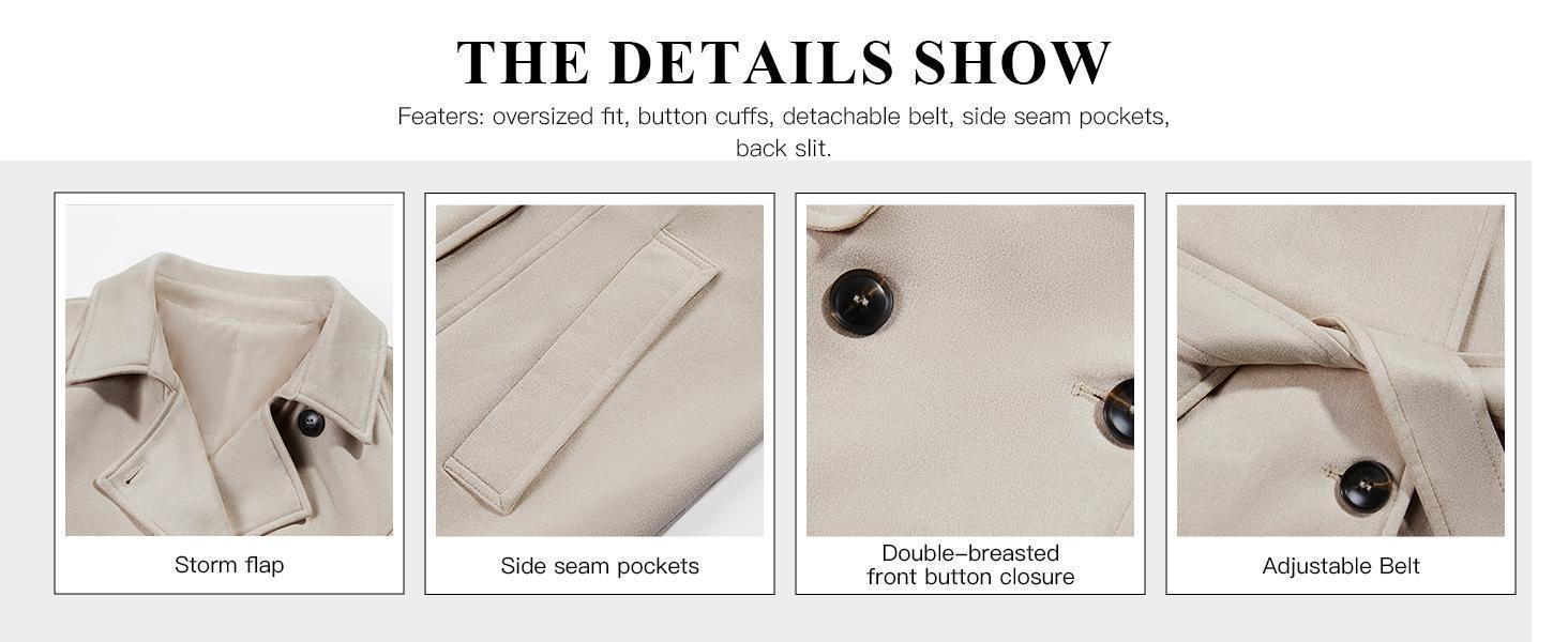 Imily Bela Womens Long Trench Coat Fall Faux Suede Jackets Double Breasted Lapel Pea Coat with Belt Imily Bela Womens Long Trench Coat Fall Faux Suede Jackets Double Breasted Lapel Pea Coat with Belt