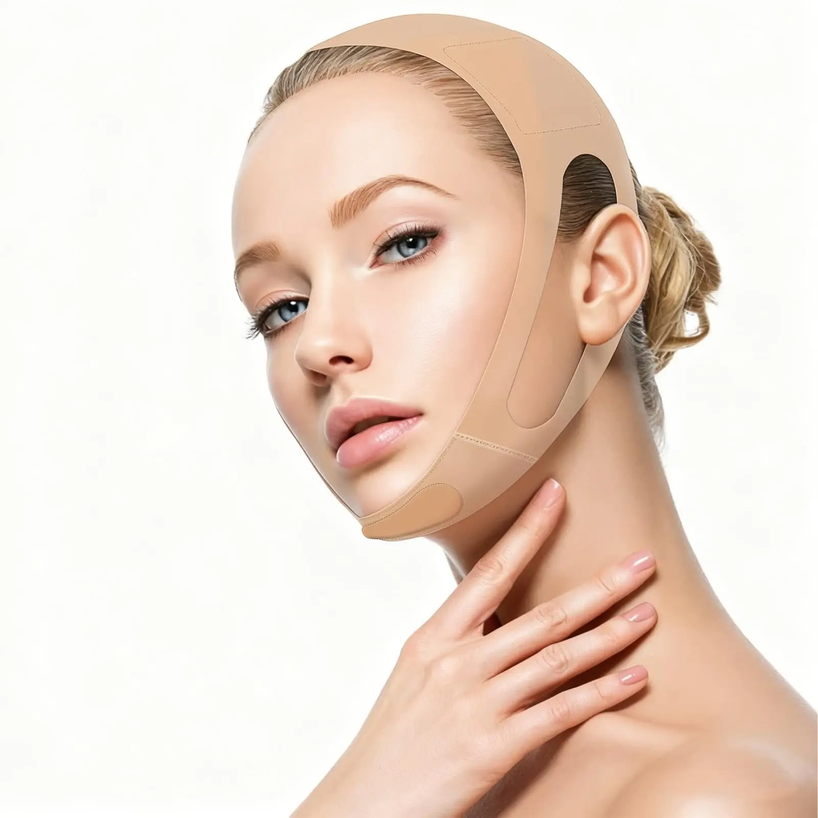 Chin Strap for Sleeping, Adjustable Jawline Shaper with U-Shaped Support Pad, Reusable Double Chin Reducer Face Slimming Strap for Women, Facial Tool
