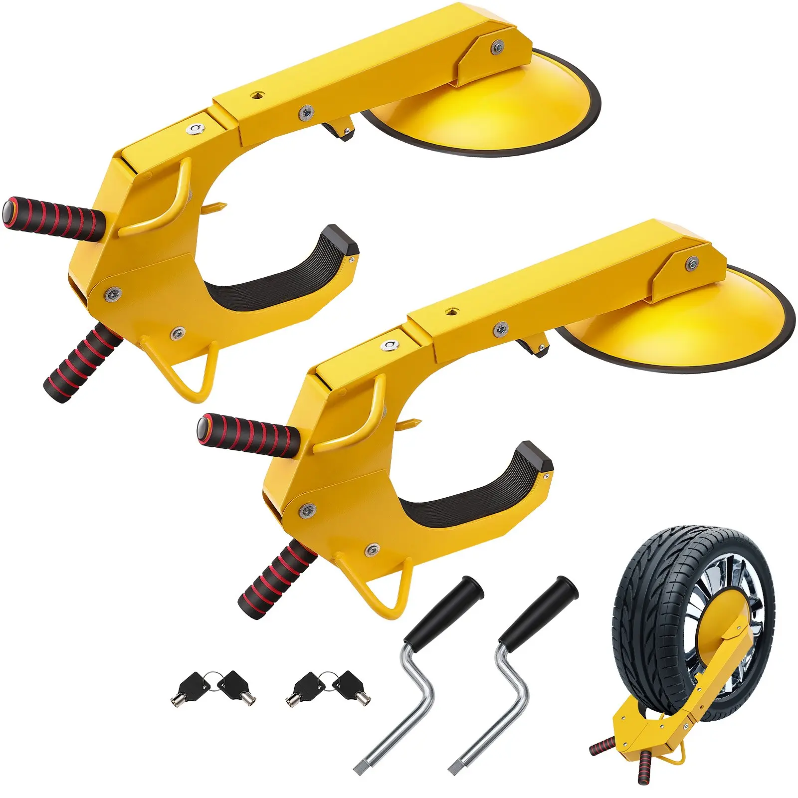 【Summerfinds】VEVOR Wheel Lock Clamp, 2-Pack Trailer Wheel Lock, Heavy-Duty Anti Theft Tire Lock, Adjustable Tire Boot Lock Tire Claw, Trailer Wheel Locks for RV Trailers, Cars, Trucks, SUVs