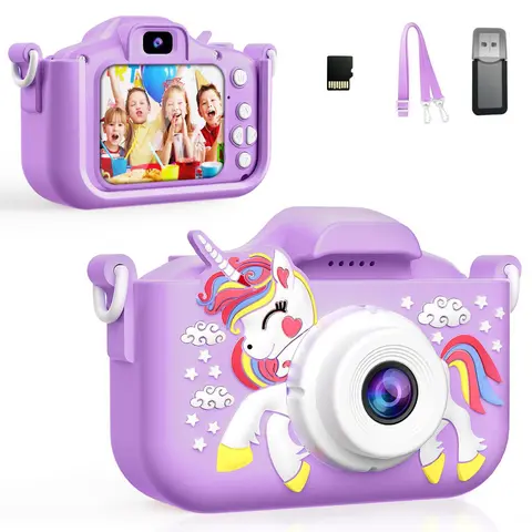 Cartoon Unicorn Heart Design Beginner Kid Camera Digital Camera Digicam, 1 Count Cute Video Recording Camera Toy with Memory Card & Card Reader, Perfect Gift for Daughter, Birthday & Holiday