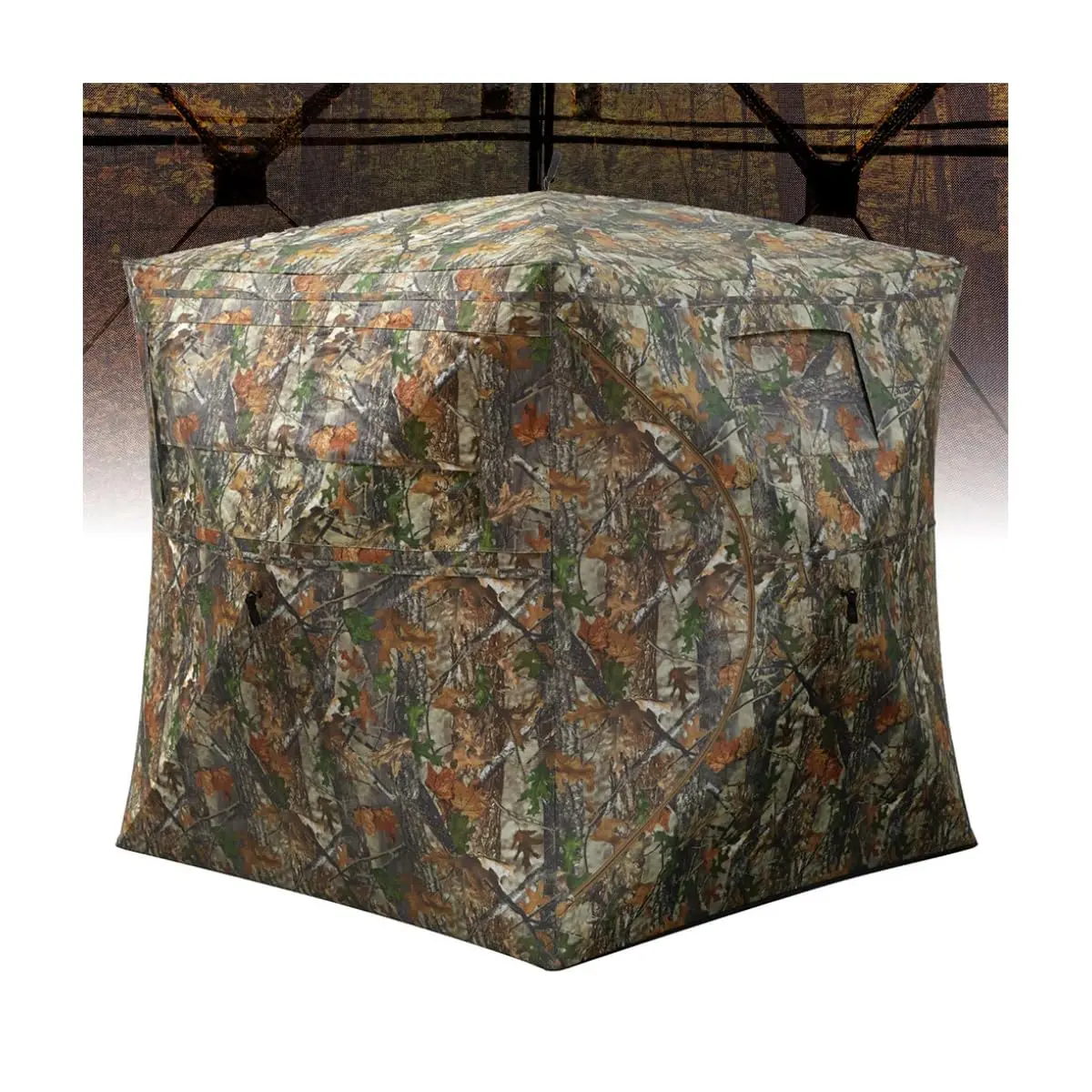 GARVEE Unisex Portable Hunting Blind Tent - 2/3/4 Person, 270° See Through Windows, Silent Magnetic Door, Camouflage Print, Compact Carry Hunt Gear with Carrying Bag for Deer Hunting