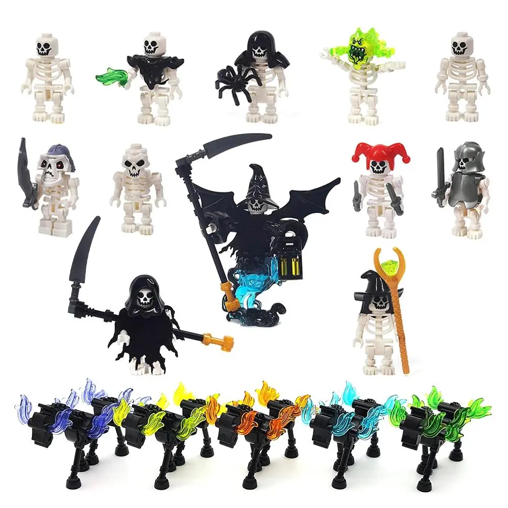 Halloween DIY Building Brick Blocks Set, Age 12+ Mini Skeleton Character Model with Horse Figure Decoration, Educational Action Toy Figures for Kids, Spongebob Miniatures, 40k Warhammer, Miami Mart Pop Bramble Claw