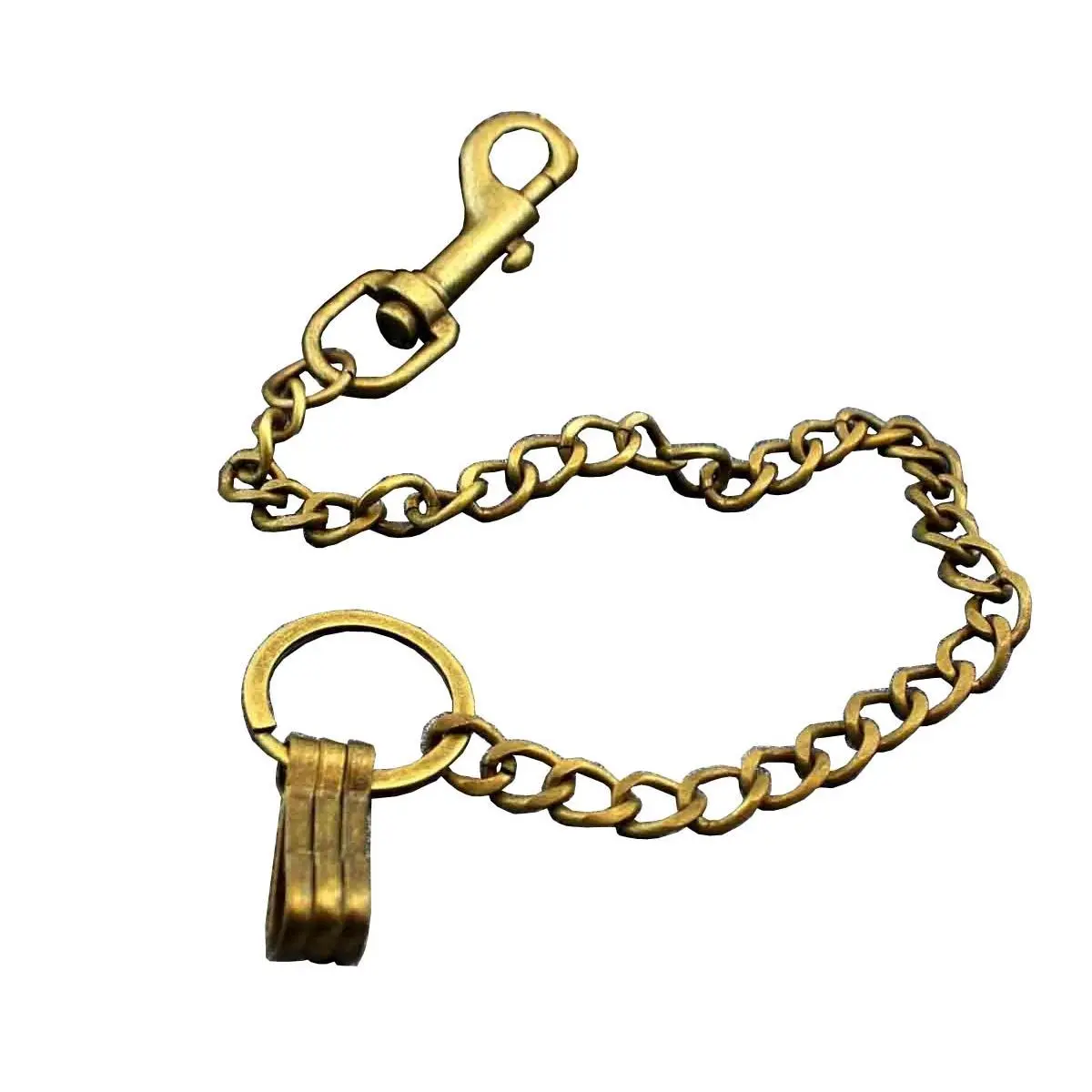 Mens Boys Brass Yellow Link Trucker Rocker Biker Keychain Key Jean Wallet Chain