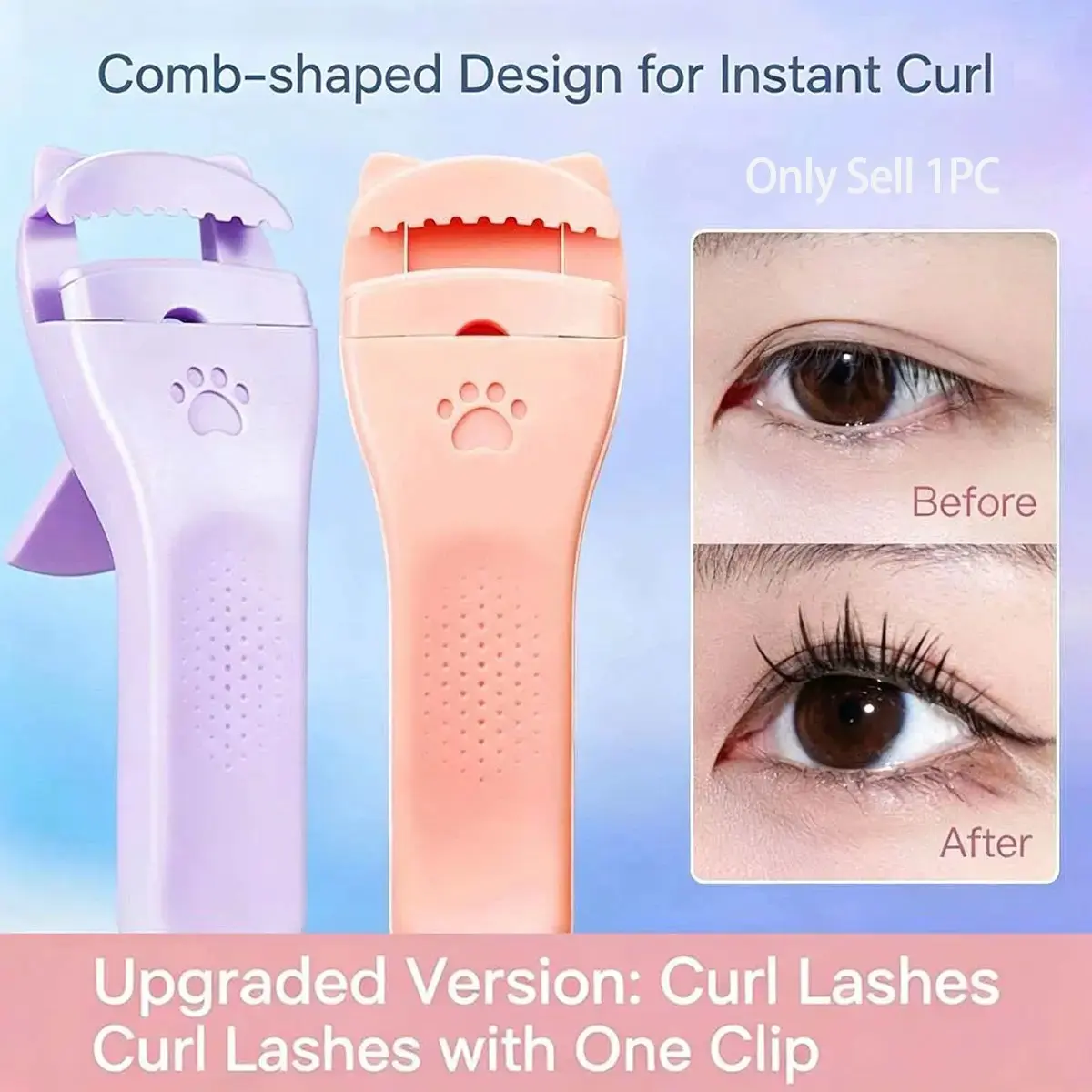 Upgrade Wide-Angle Cat Paw Lash Curler, Portable with Replacement Tape, Ideal for Daily Commute, Dorm, Dates, Travel Makeup Tools, Curling Lashes, Eyelash Curlers