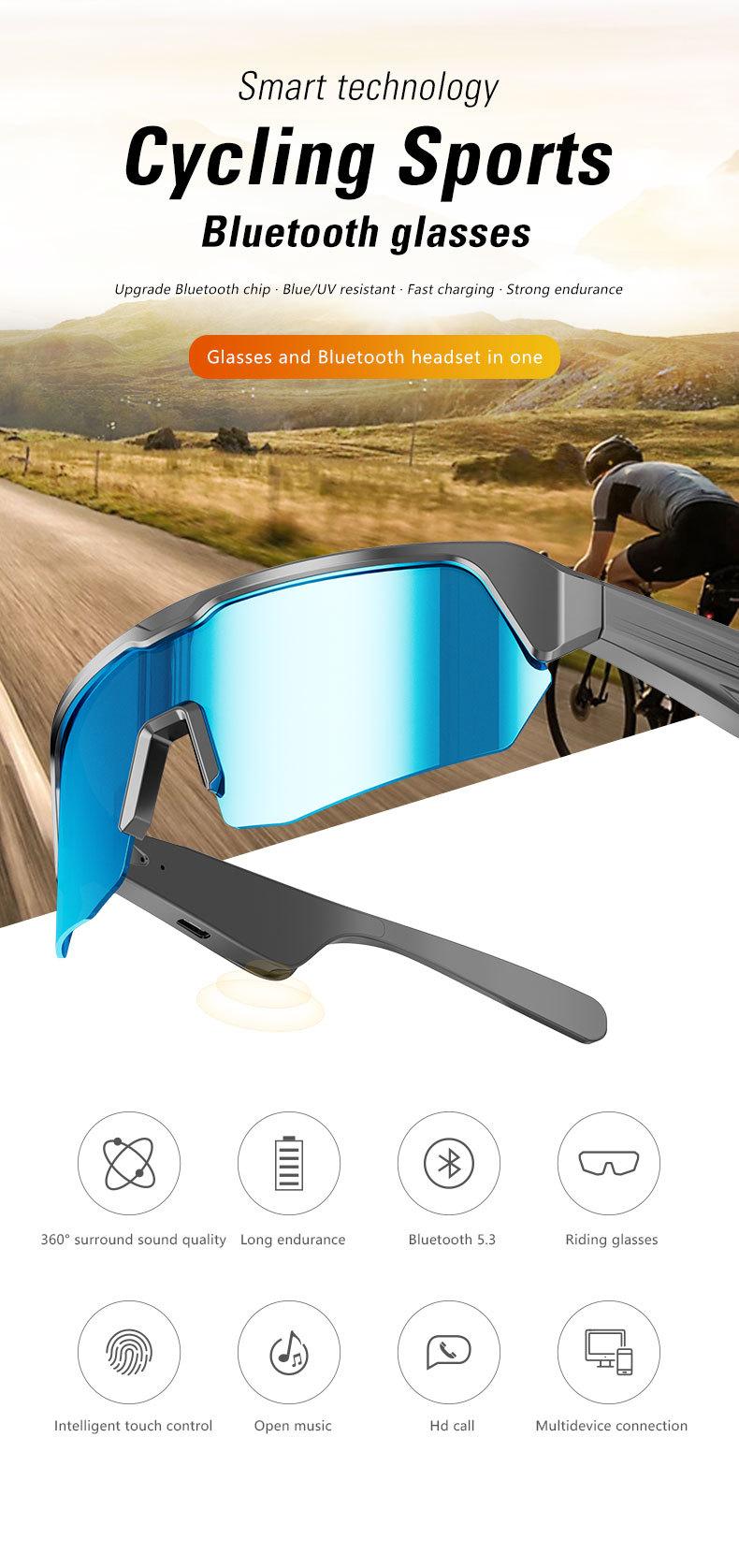 New smart glasses, Bluetooth glasses, cycling glasses, UV400 anti-blue light three-in-one outdoor cycling functional sunglasses, AI sports glasses