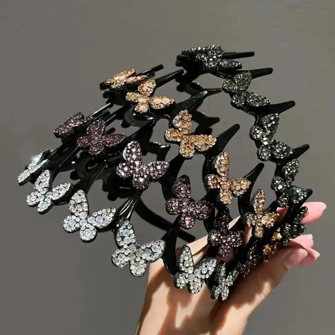 Women's Wavy Crystal Butterfly Headband - Chic, Fashion, Bridal Rhinestone Hair Accessory, Lightweight Elegant Romantic Glam for Wedding, Party, All-Season Wear, Chic Headbands, Fashion Headband
