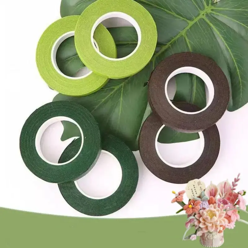 2pcs Floral Wrapping Tape High Adhesive Stretchable 1.2cmx15m DIY Handmade Flower Bouquet Binding Tool Craft Material Decorative Tape