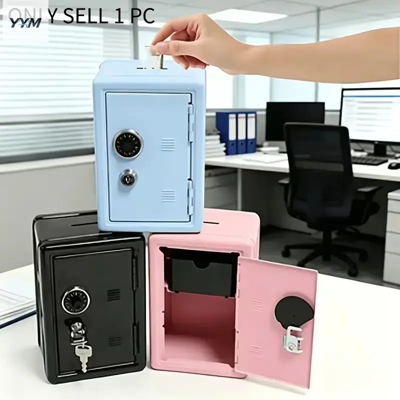 YYM Security Lock Metal Money Box with Key And Combination Lock, Removable Drawer, Heavy Duty Cash Box, Money Box Gift, School, Savings, Secure Money Box, Safe Storage