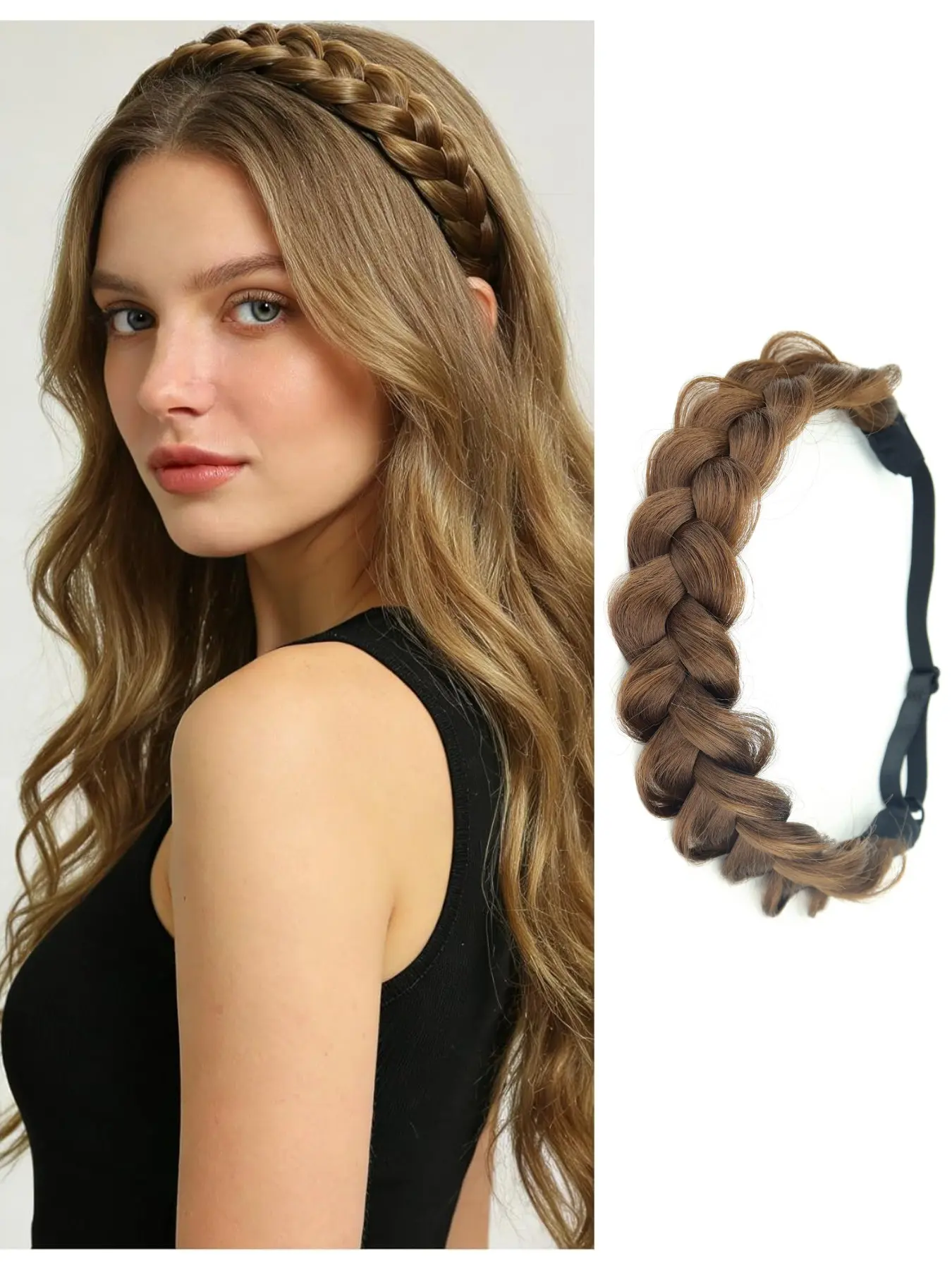 Synthetic Braided Hairband, Classic Wide Strands Loose Messy Hairstyle Headwrap, Women's Beauty Accessory, Elegant Design, Chic Headbands, Boho Hair Accessories, Fashion Headband, Headbands
