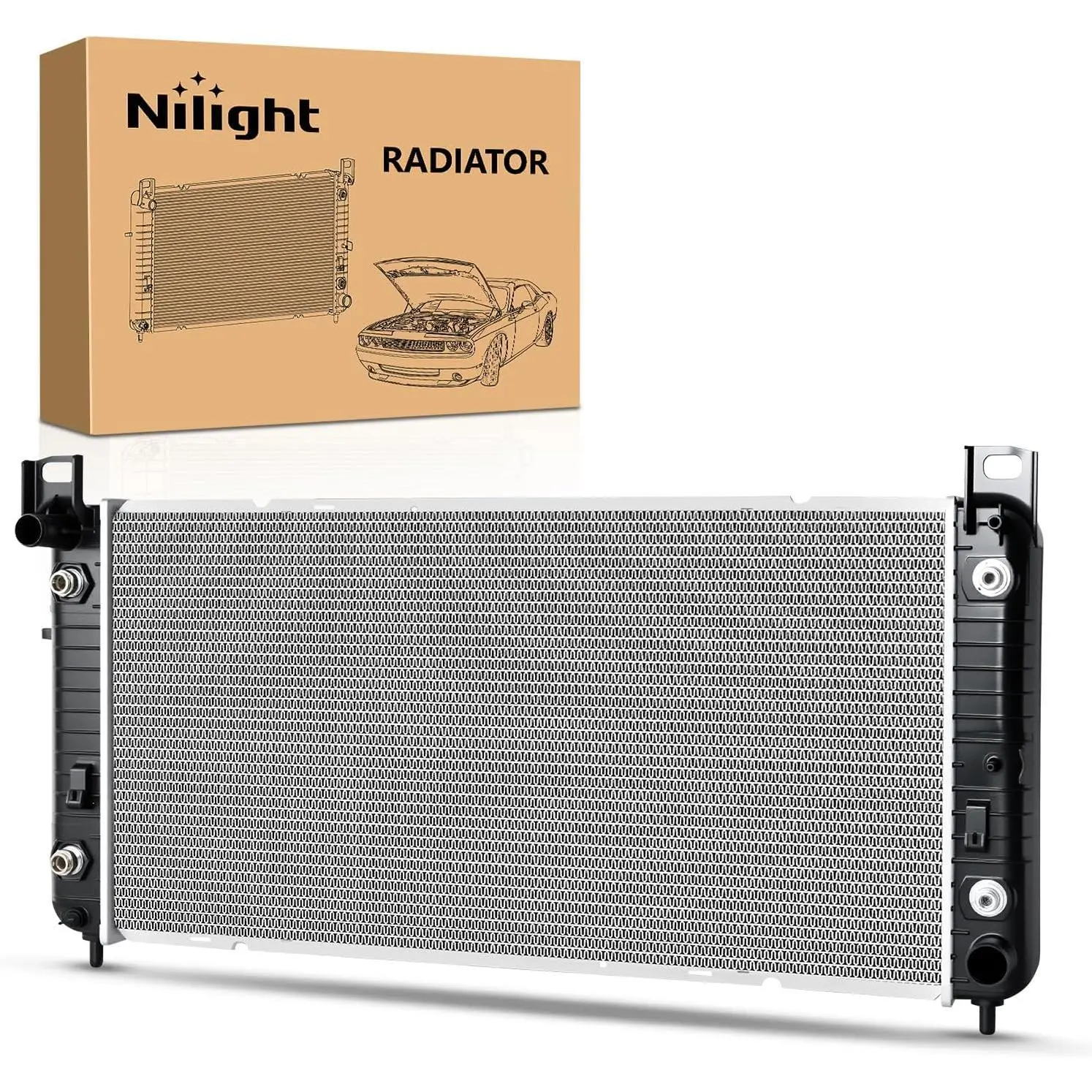 Nilight 34-in Aluminum Core Complete Radiator - 101% Leak Tested, Boiling Point Up, Chevy/GMC Cooling System Part for Chevy Silverado 1500 (1999-2013), Suburban, Tahoe, GMC Sierra 1500, Yukon XL, Cadillac Escalade (Automatic Transmission)