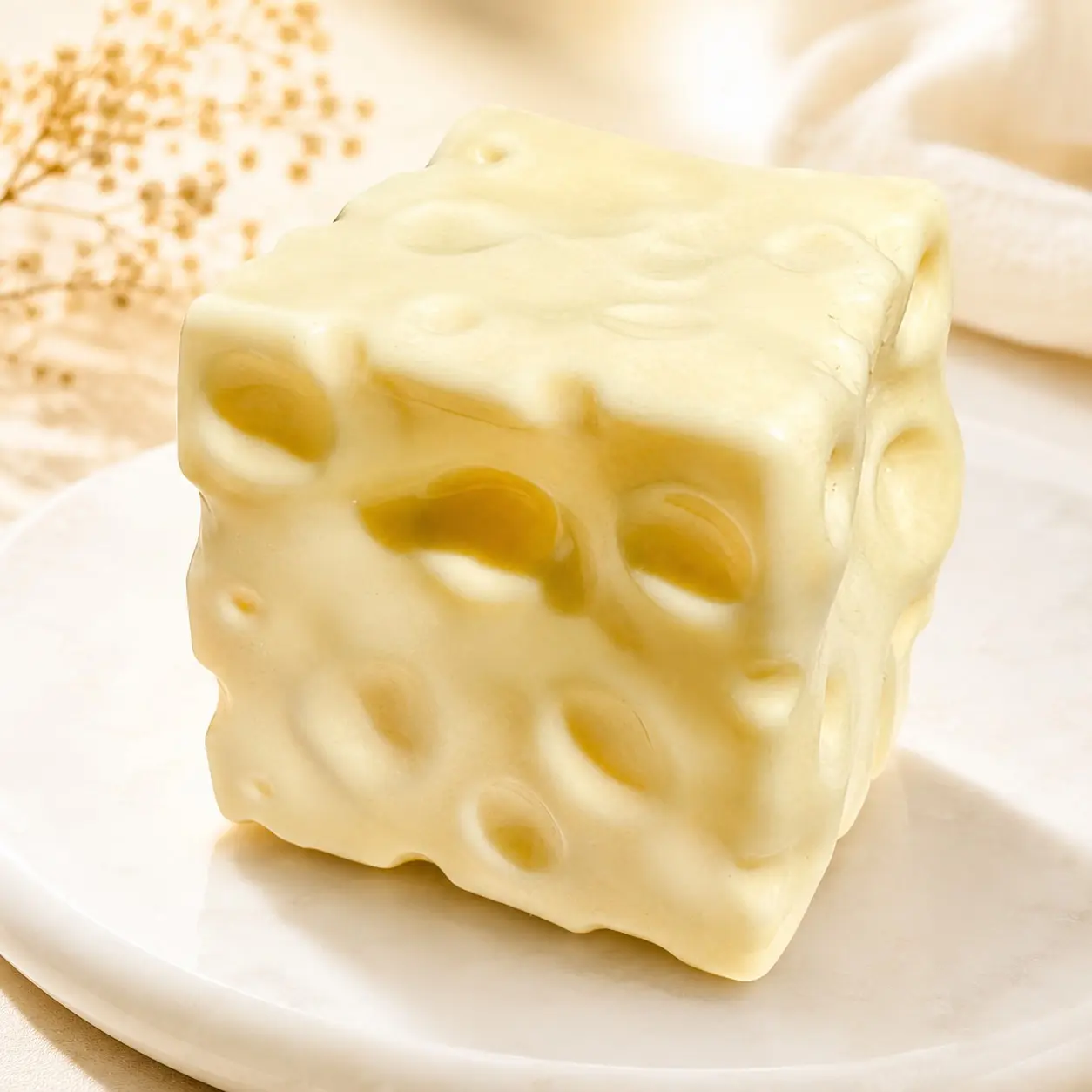 Giant Cheese Squishy Stress Relief Toy, Non Rebound Soft Sensory Squishies Pudding Squeeze Fidget Toy, Asmr Satisfying Slow Rising Decompression Hand Therapy Toy, Squishy Cheese Block