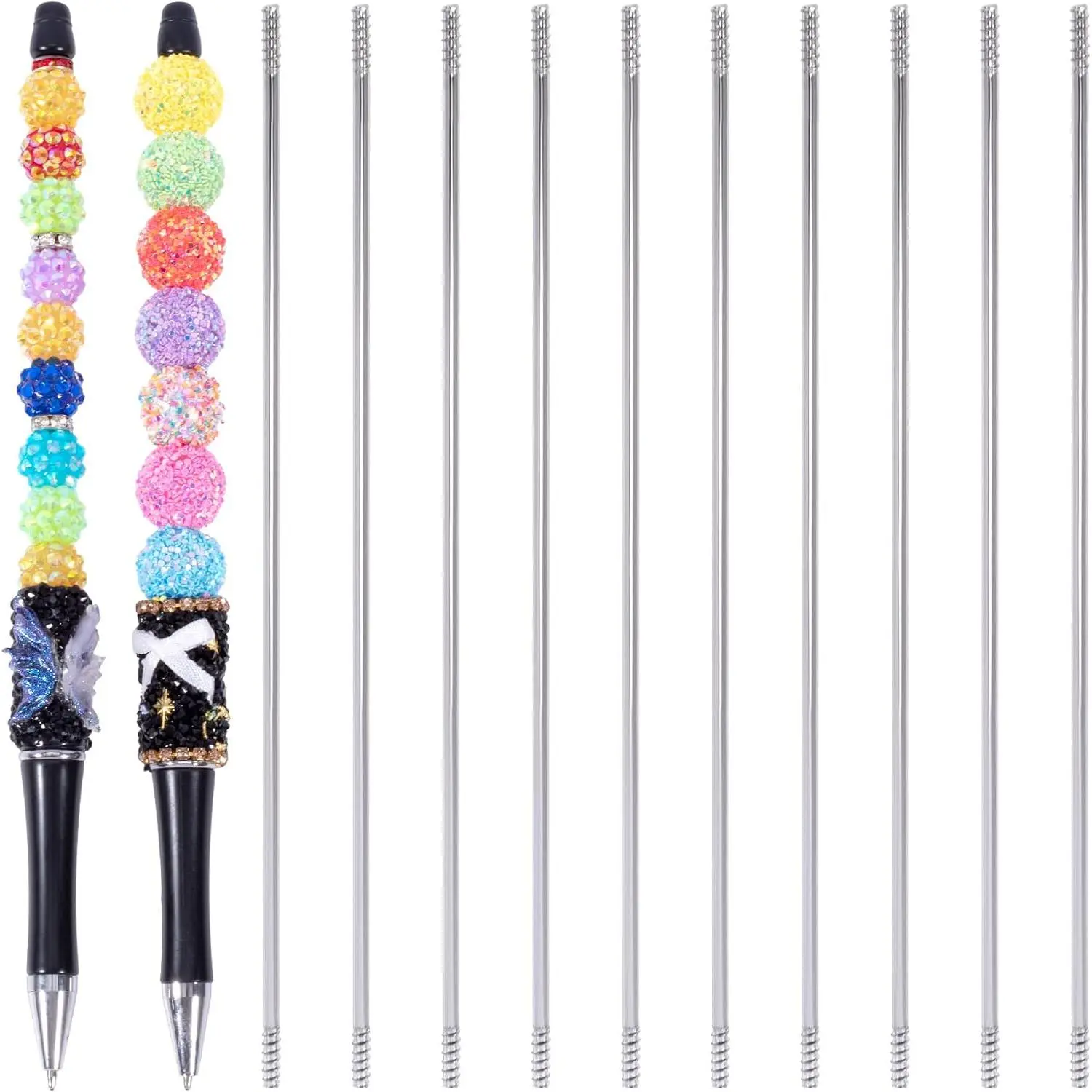 10 count Rust-Resistance Stainless Steel Pen Extenders for Beadable Pens, Beadable Pen Extender Rods, Metal Blank Bars for Beadable Pens (4.6 Inches)