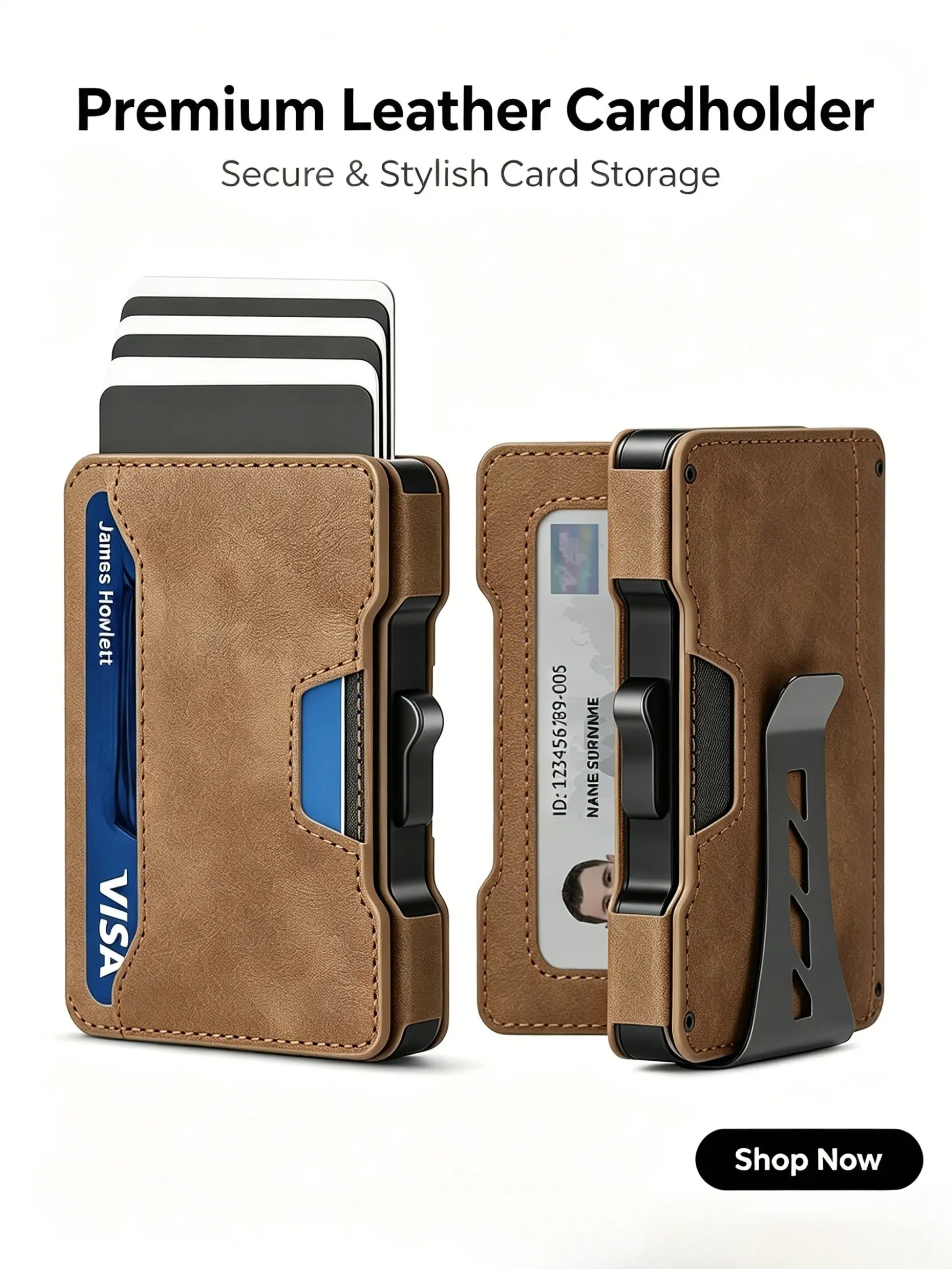 Men's Wallet, Ultra-Thin Aluminum Rfid-Blocking Design, Credit Card Holder with Cash Slot, Minimalist Leather Front Pocket Wallet