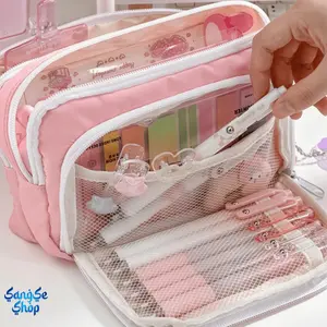 Front Open Pencil Case, Large Capacity Aesthetic Pen Pouch with Clear Window Design, Minimalist Stationery Organizer Bag for Students, Cute School Pencil Case with Zipper Storage, Portable Desk Organizer for Everyday School & Office Use