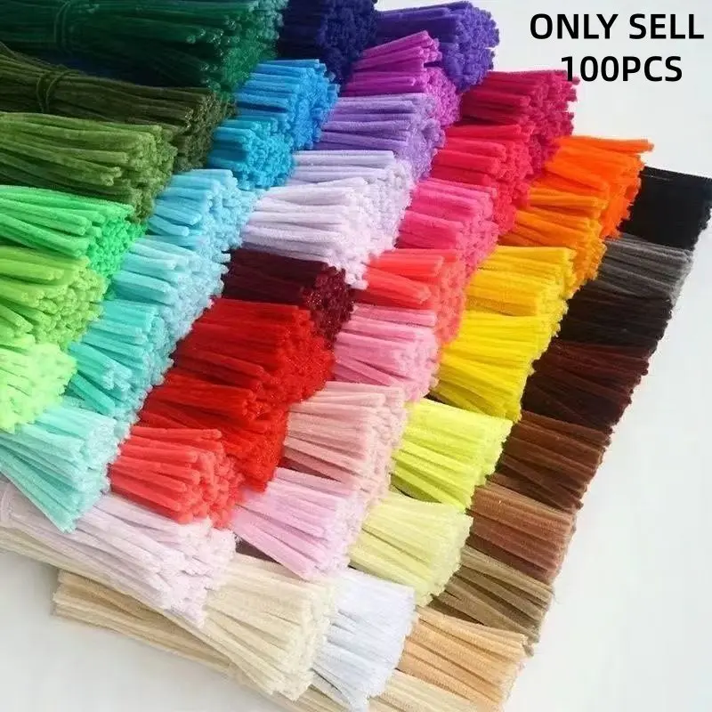 Fuzzy Wire DIY Handicraft Craft Kit 100pcs, Handmade Crafts, 7mm High Density Fuzzy Sticks, Pipe Cleaner with Complete Tools, Multi-Color Assortment, Creative Art Supplies
