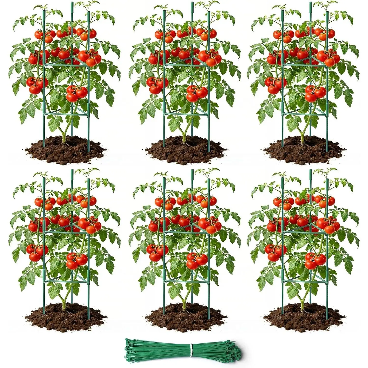 6 Pack Tomato Cages for Garden, Up to 48in Adjustable Tomato Cage, Tomato Stakes Plant Cage for Garden Plant Support, Climbing Vegetables Plants Flowers