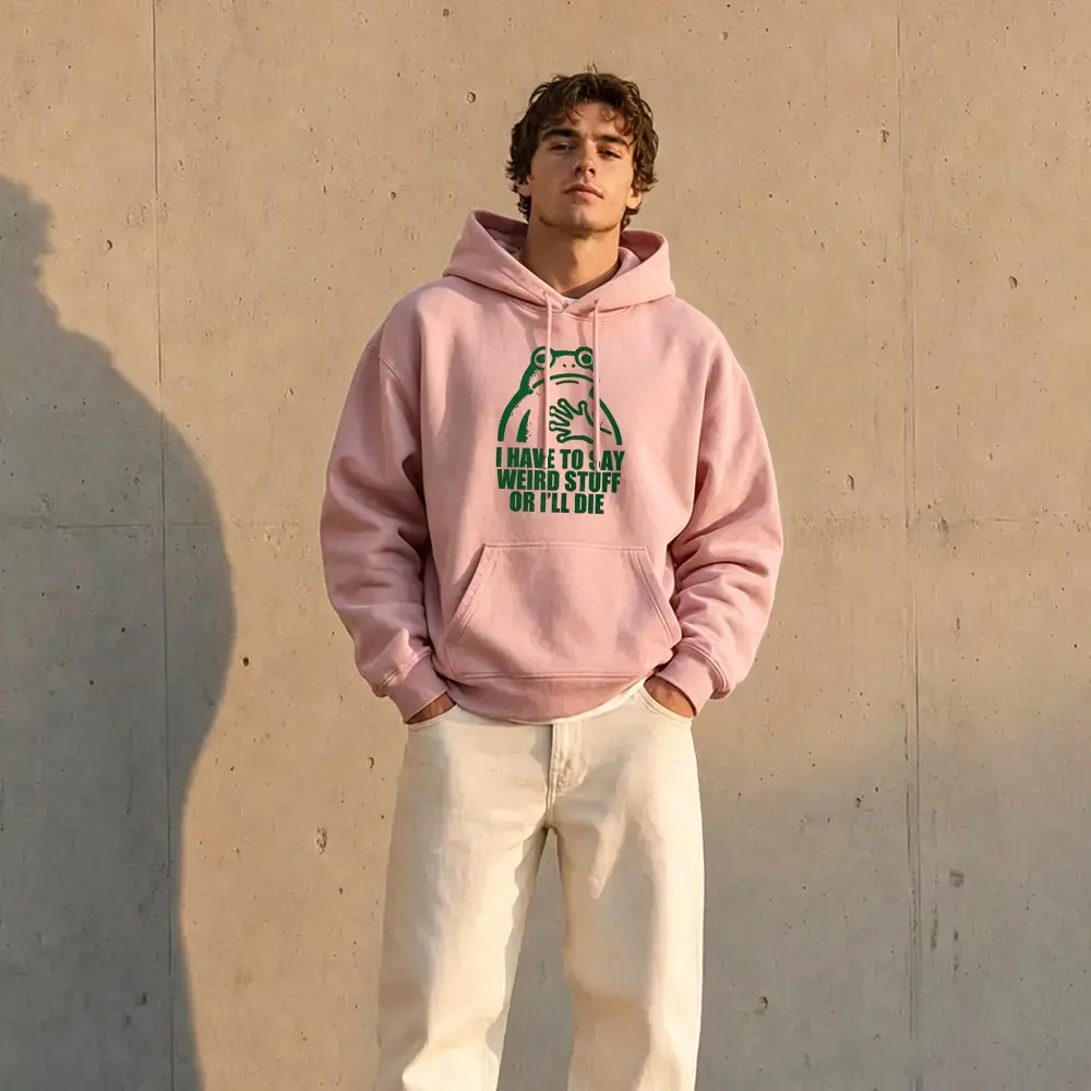 Cute Frog Hoodie for Men Women, Funny Quote Graphic Sweatshirt, Y2K Casual Street Style Pullover