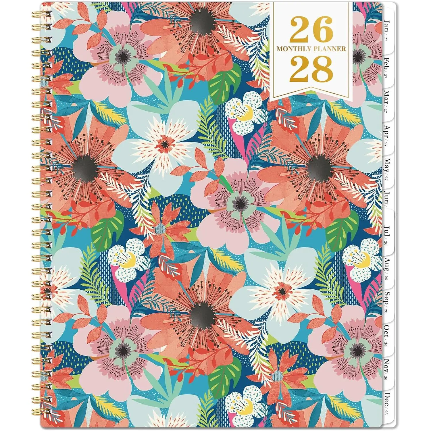 Monthly Planner 2026-2028 - 2 Year Planner 2026-2028, July 2026 - June 2028 | 2  Monthly Planner, 9" x 11", Two Year Calendar Planners with  Pocket, -wire Binding, Tabs - Floral