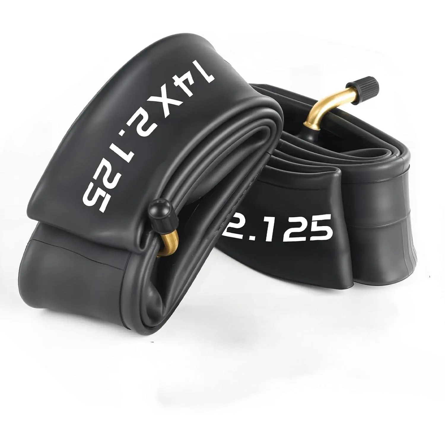 2 Pack Heavy-Duty 14 x 2.125 Electric Bike Inner Tubes with Angled Schrader Valve & 2 Tire Levers, Reinforced Butyl Puncture-Resistant Replacement for Electric Scooters, E-Bike, Bicycle Tires
