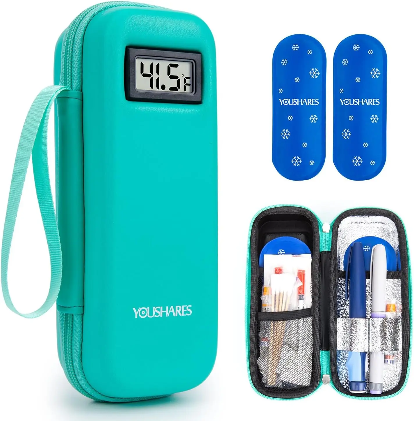 Insulin Travel Case, Peptide Travel Case with Temp Display| Medicine Cooling Bag with 2 TSA Approved Ice Pack, Medication Pens Diabetic Supplies for Travel & Daily Use