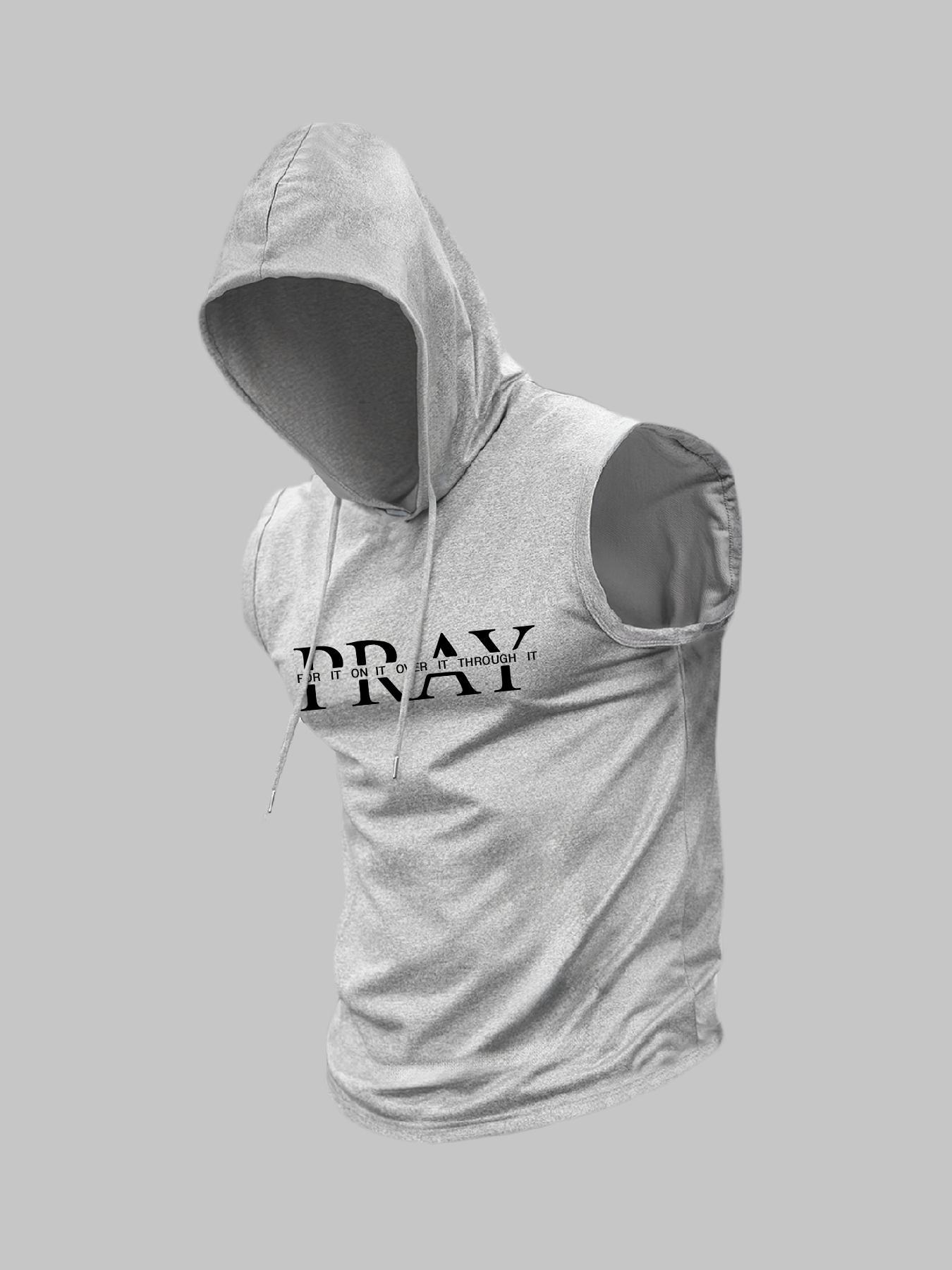 Men's Regular Fit Letter Print Hooded Tank Top, Casual Sleeveless Top for Summer, Fashion Men's Clothes for Daily Wear, Breathable Sleeveless Vest, Sleeveless Printed, Socks