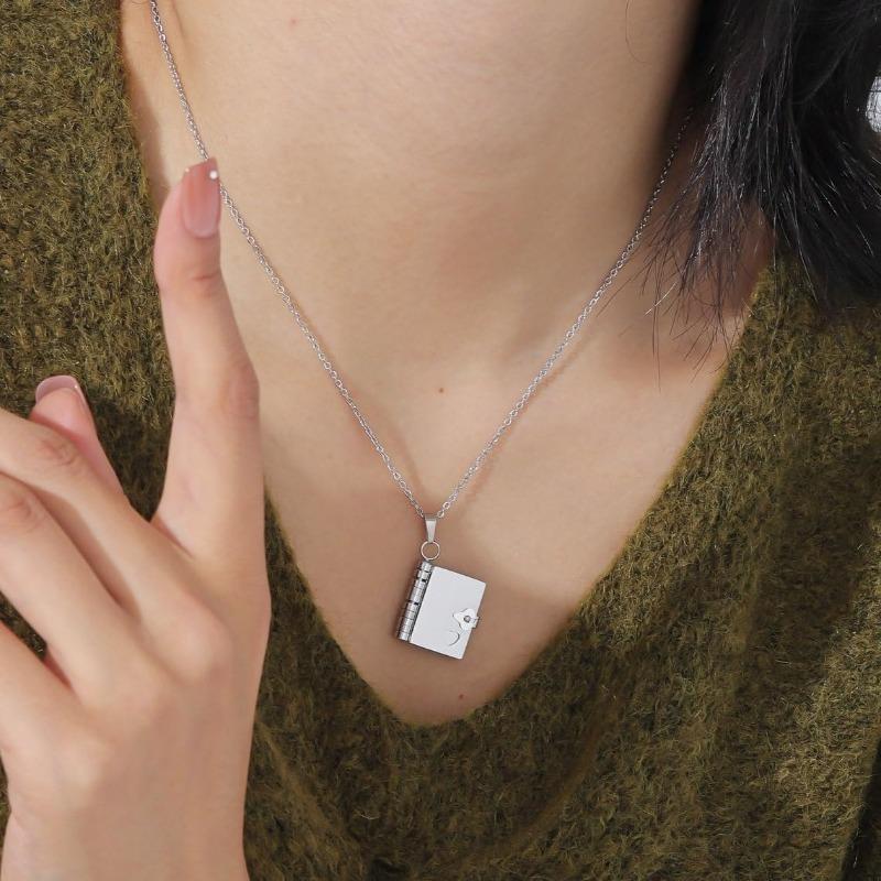 Best Love Ever Book Necklace - Personalized 6-Page Engraved Pendant with Hidden Messages, Openable Flip Design | Adjustable Silver & 18k Gold | Perfect Valentine's Day, Anniversary, Birthday Gift for Lover - A Timeless Love Letter Close To Their Heart