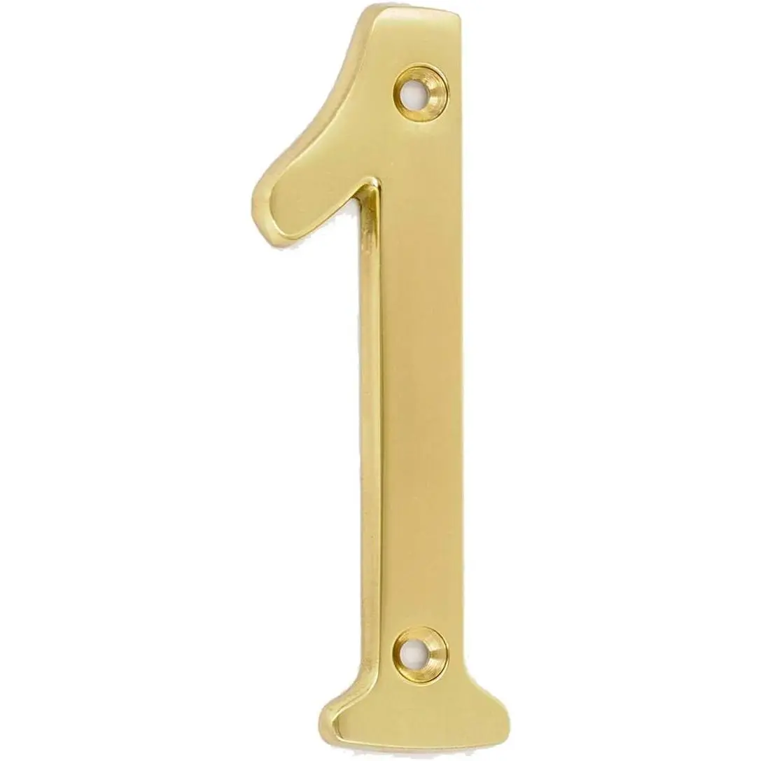 4 Inch  Bright Solid brass door house numbers and street address Plaques numbers for residence and mailbox signs.