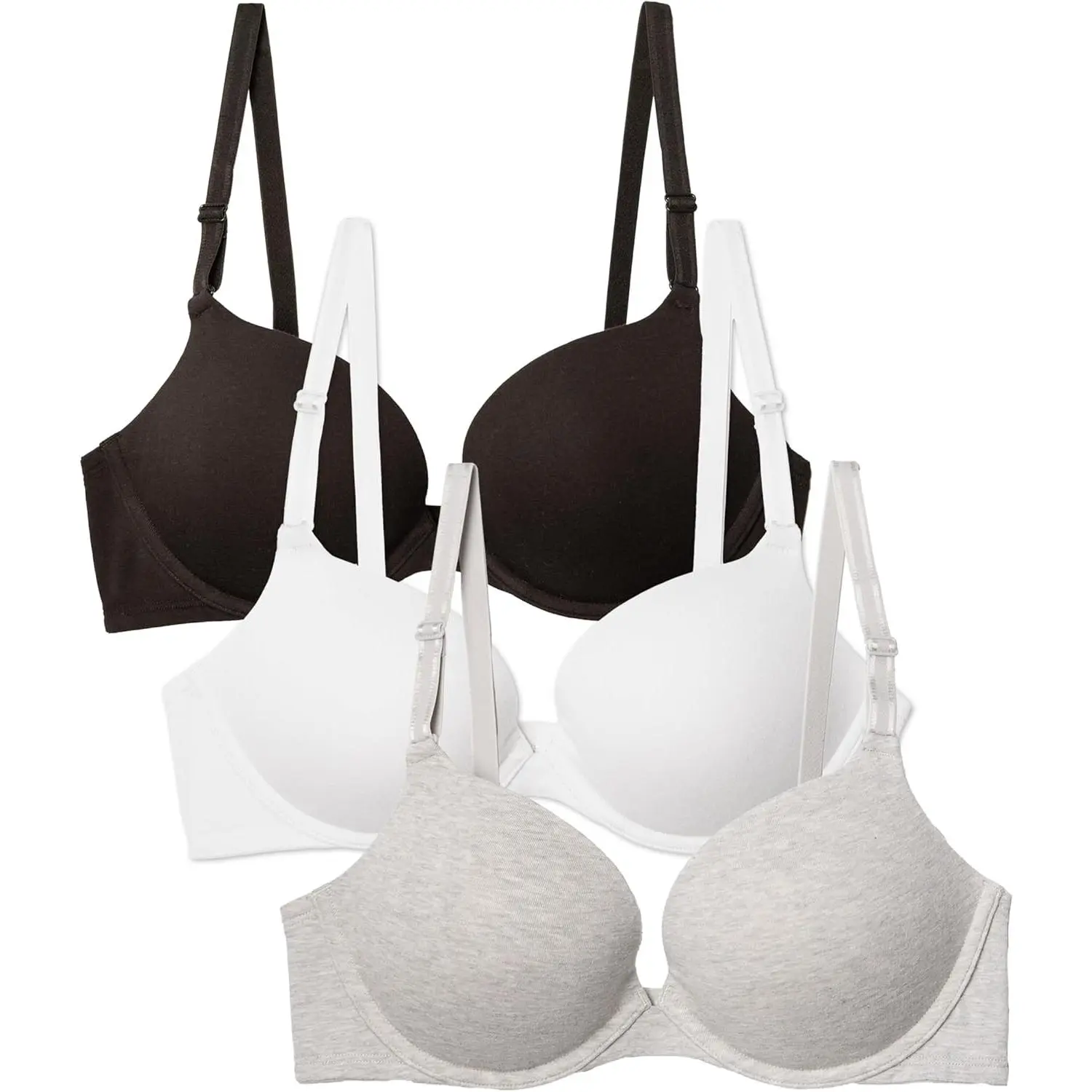 Women's Padded Push-Up Sports Bra - Breathable Cotton Spandex Fabric, Adjustable Straps, Backless, Solid, Hook & Eye Closure for Everyday Wear (Push Up Bras for Women)