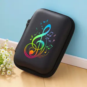 Colorful music symbol pattern printed storage box with mesh pocket and compact design - cable/headphone/charger storage box, suitable for office, travel, pet enthusiasts - durable and portable electronic accessory organizer