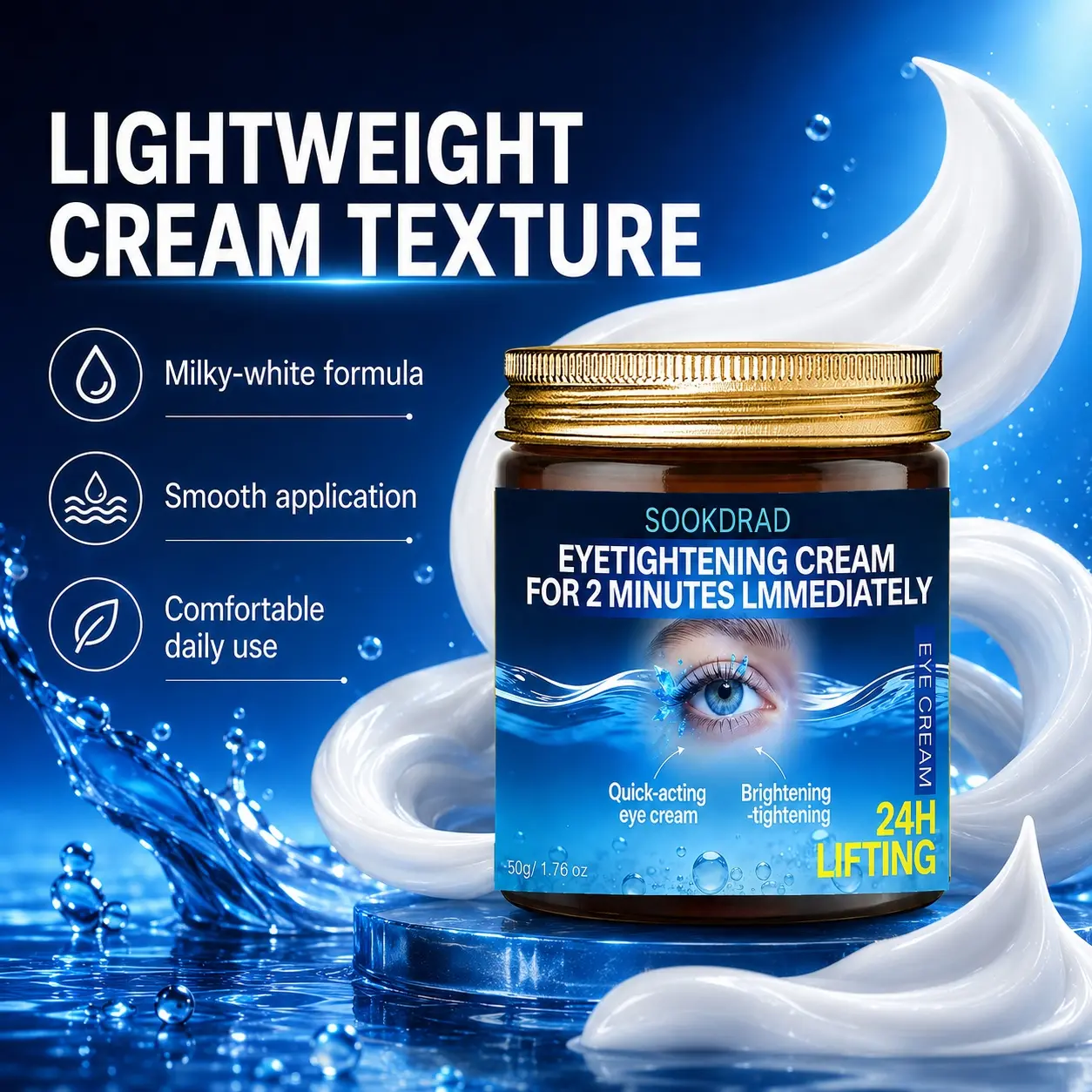 Eye tightening cream, eye cream, quick-acting, brightening, tightening, 24H lifting, eye area, 50g/1.76 oz