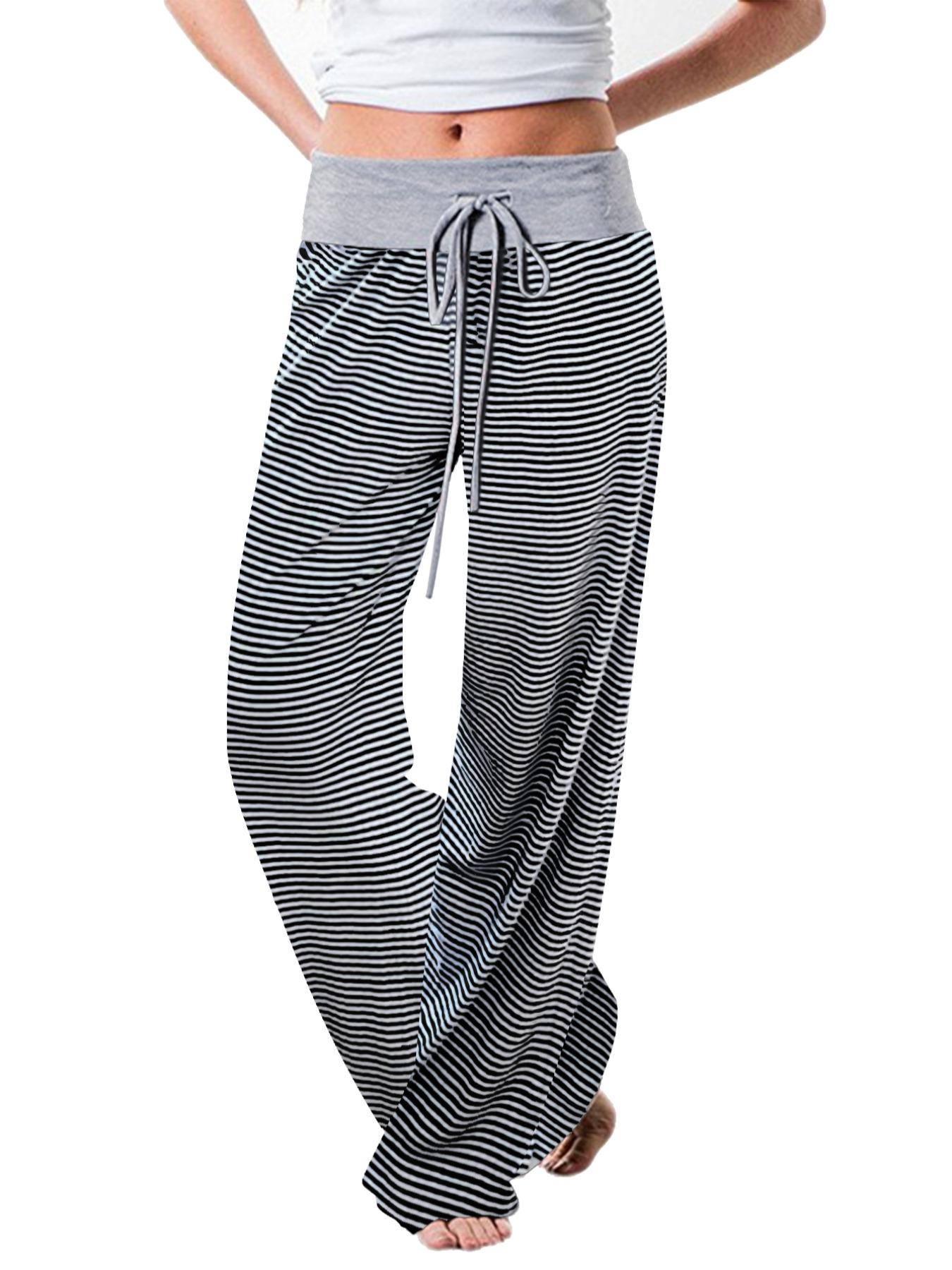 Women's Patchwork Drawstring Waist Wide Leg Pants, Casual Sporty Trousers, Casual Comfy Trousers for Spring & Fall, Women's Bottoms for Daily Wear, Womenswear