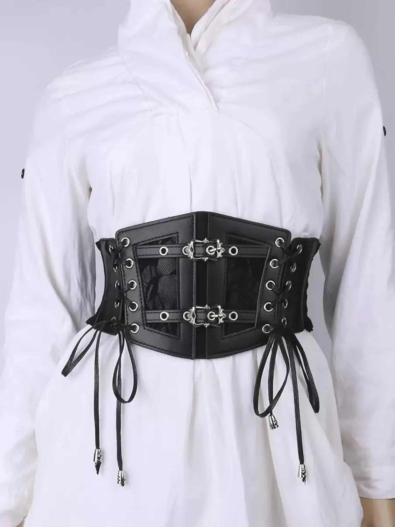 Lace Cutout Fringe Waist Belt for Women, Goth Corset Waist Trainer, Gothic Belt, Y2K Belt for Dresses, Party, Halloween, Fall Fashion Accessory