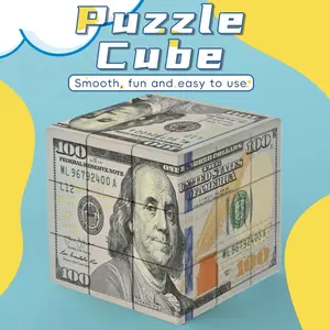 100 Dollar Cube, 3x3 Speed Cube, Puzzle Toy, 3x3x3 Magic Cube, Collectible Souvenir, Holiday Gift, Brain Teaser Game