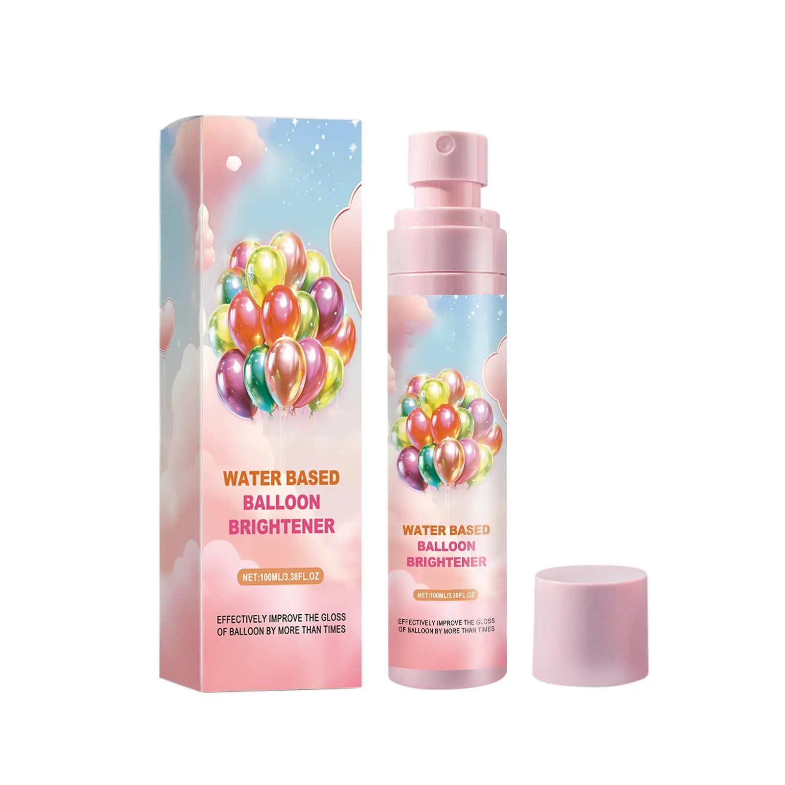 Water Based Balloon Spray Brightener - Portable, Long-Lasting, Non-Toxic, Easy-to-Use Safe Formula for Wedding/Birthday Party Decorations with Sparkle Finish Gloss Enhancement